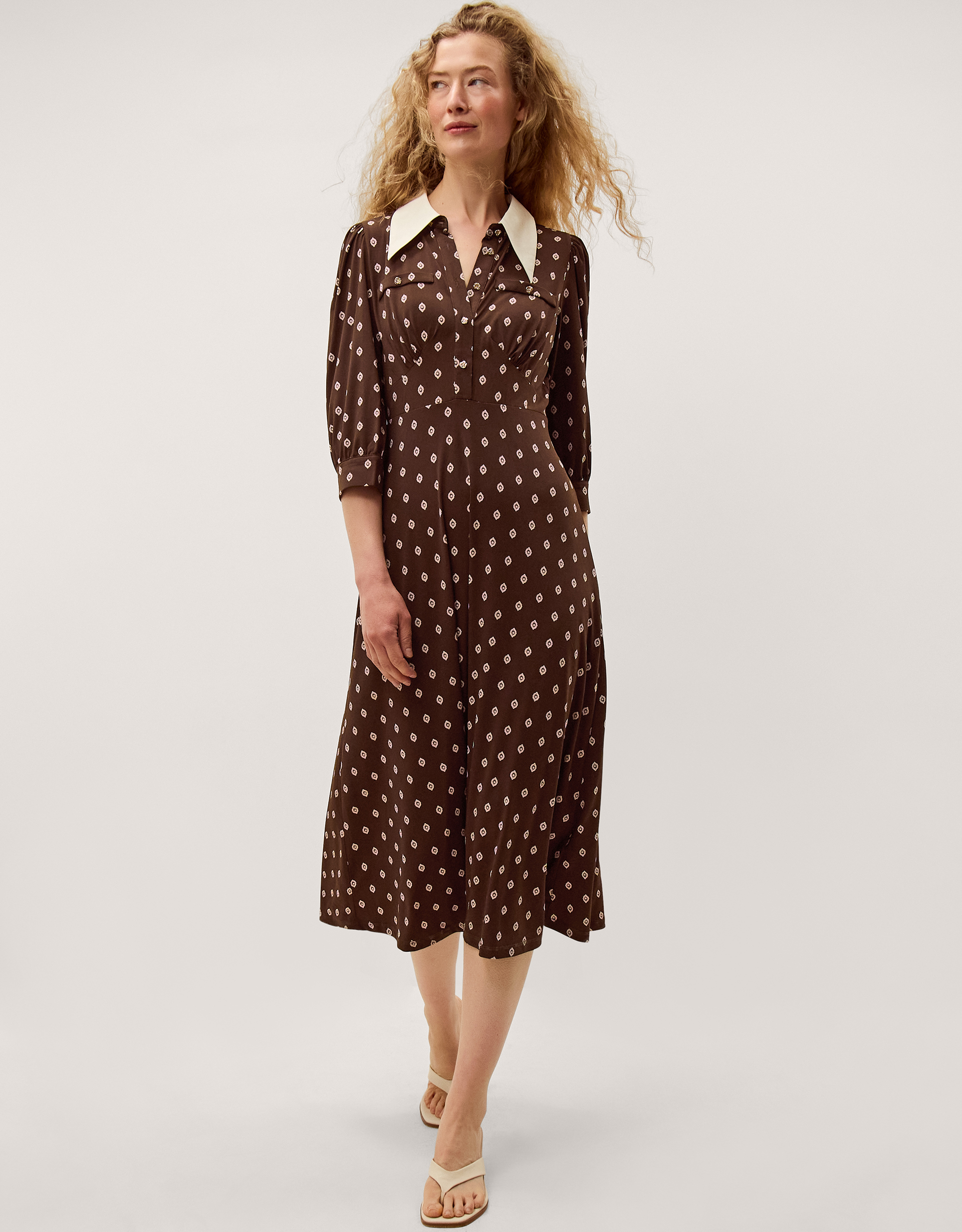 Monsoon Janey Print Jersey Midi Dress, view 4