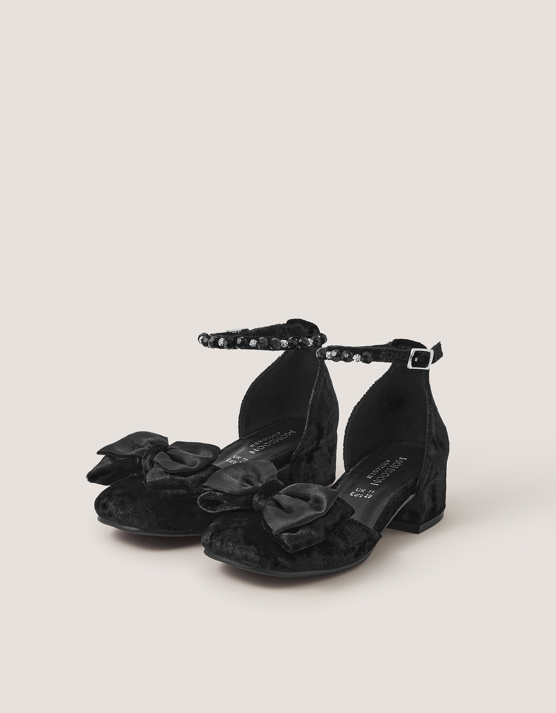 Monsoon Embellished Bow Velvet Two Part Heels