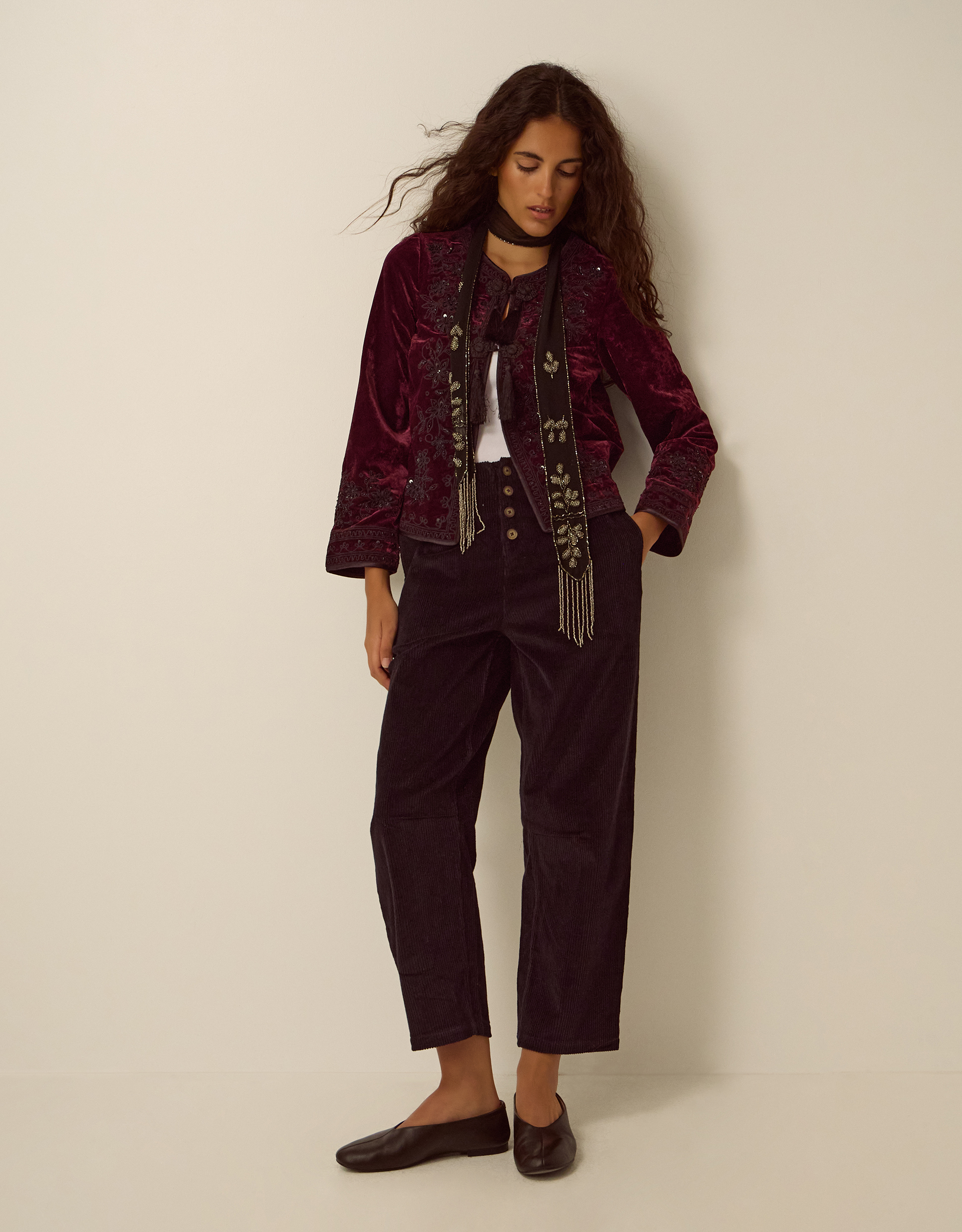 Monsoon Mila Embellished Velvet Jacket, view 4