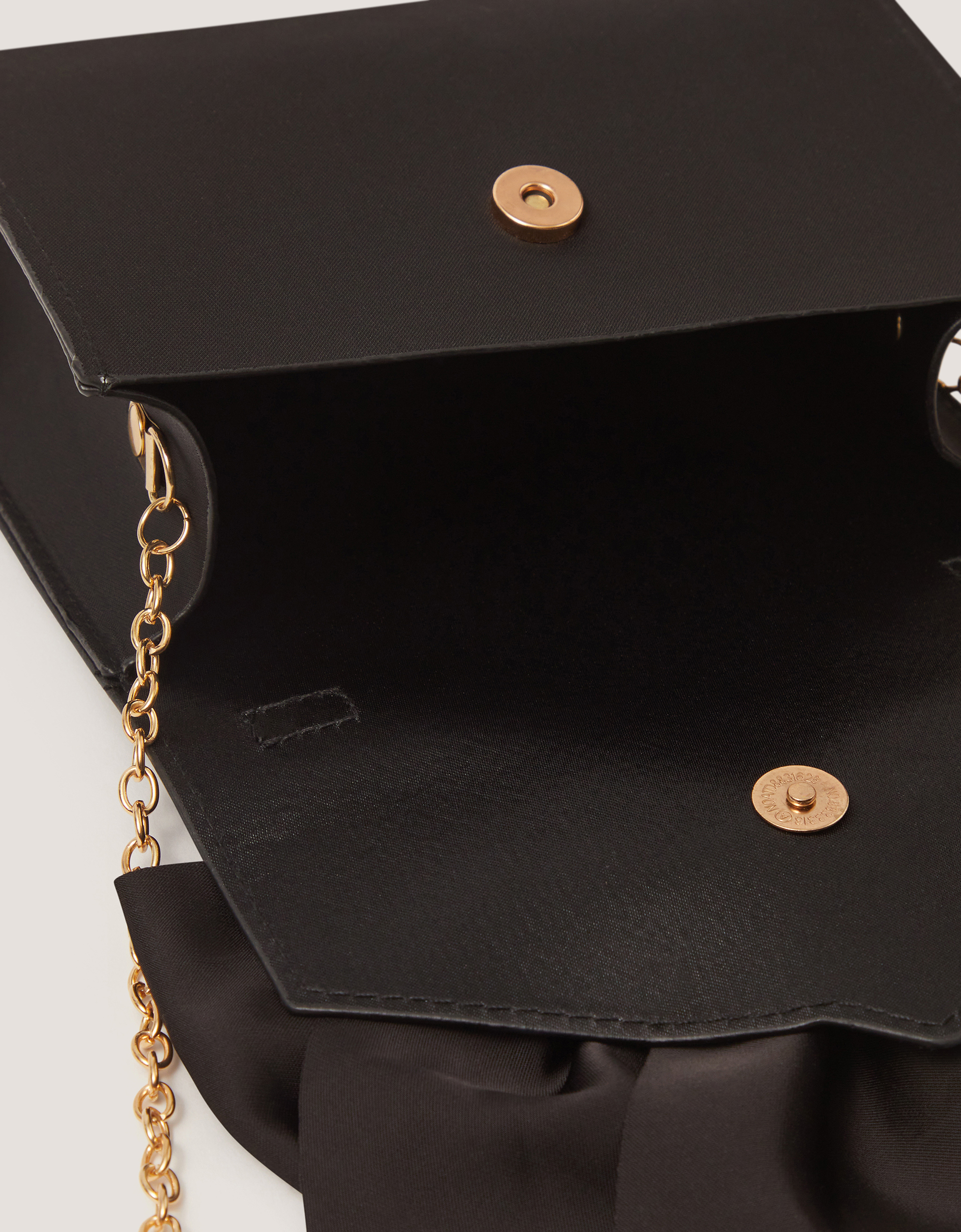 Monsoon Satin Bow Bag in Black, view 3