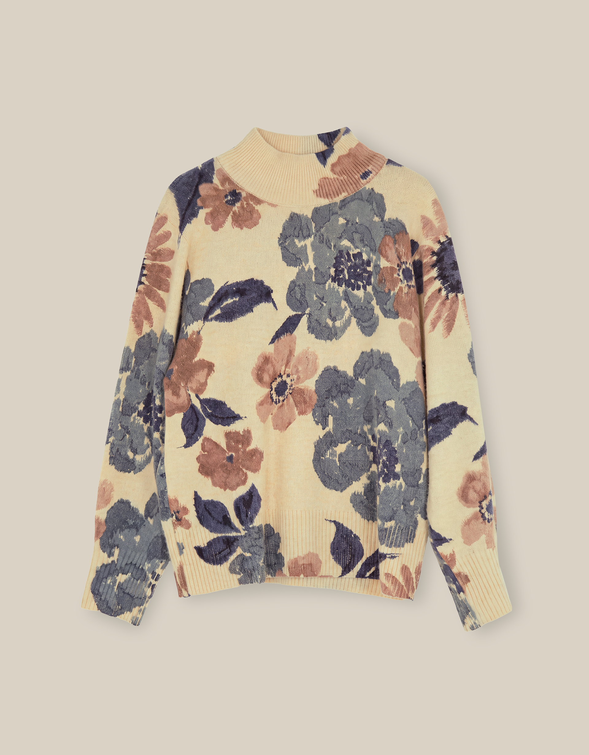 Monsoon Olive High Neck Floral Jumper, view 6