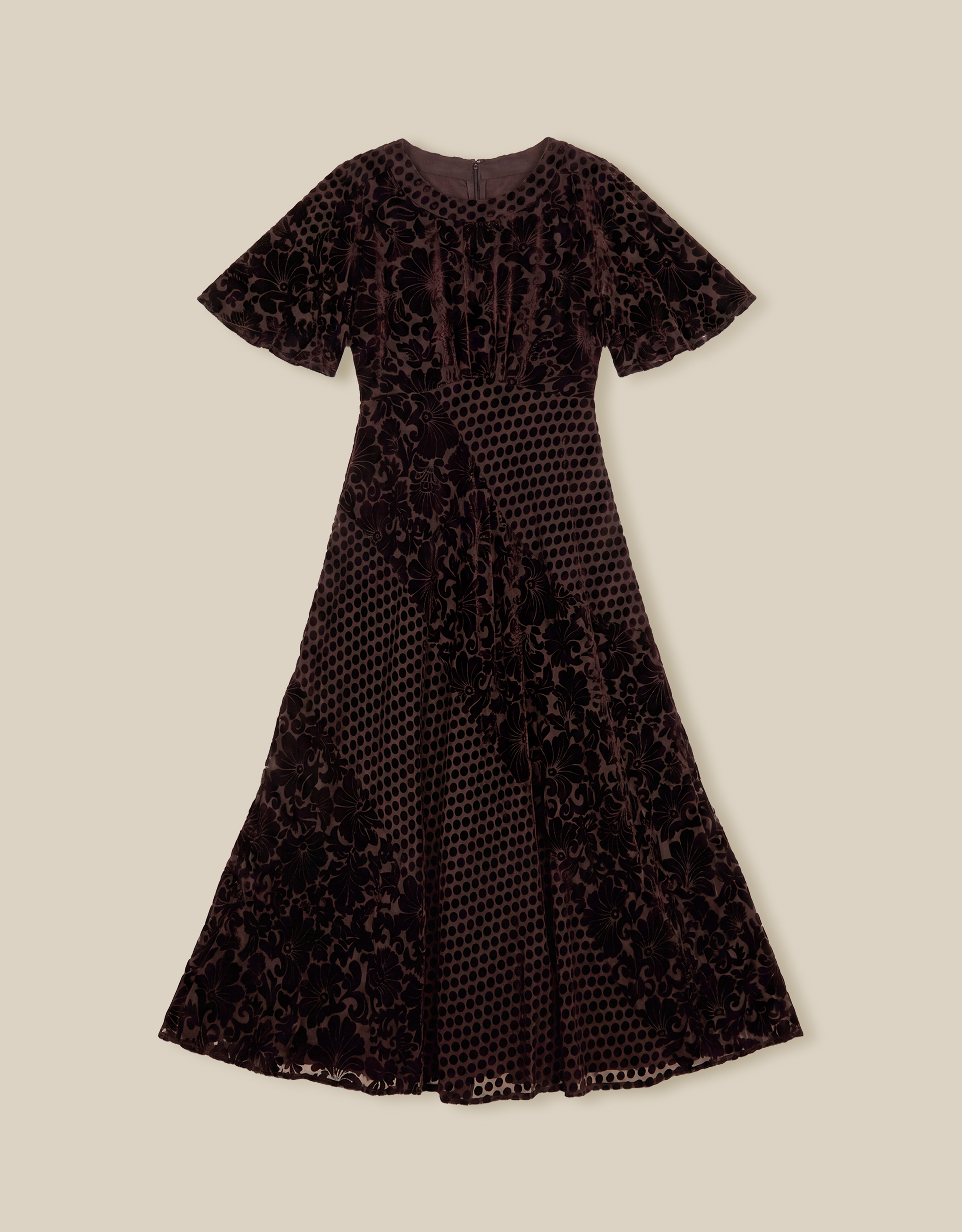 Monsoon Adeline Devoré Polka Dot Maxi Dress, view 5