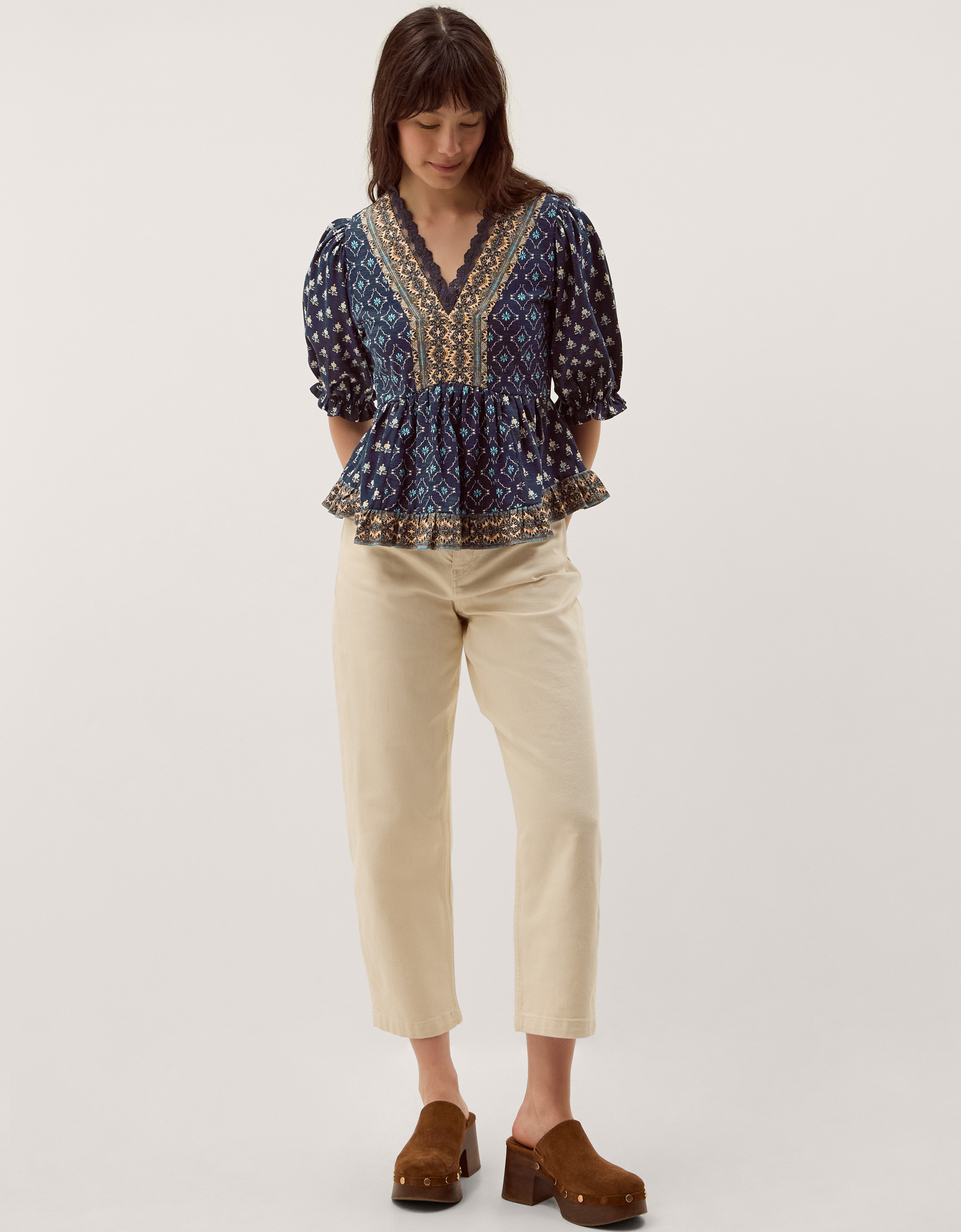 Monsoon Stacee Puff Sleeve Print Jersey Top, view 4