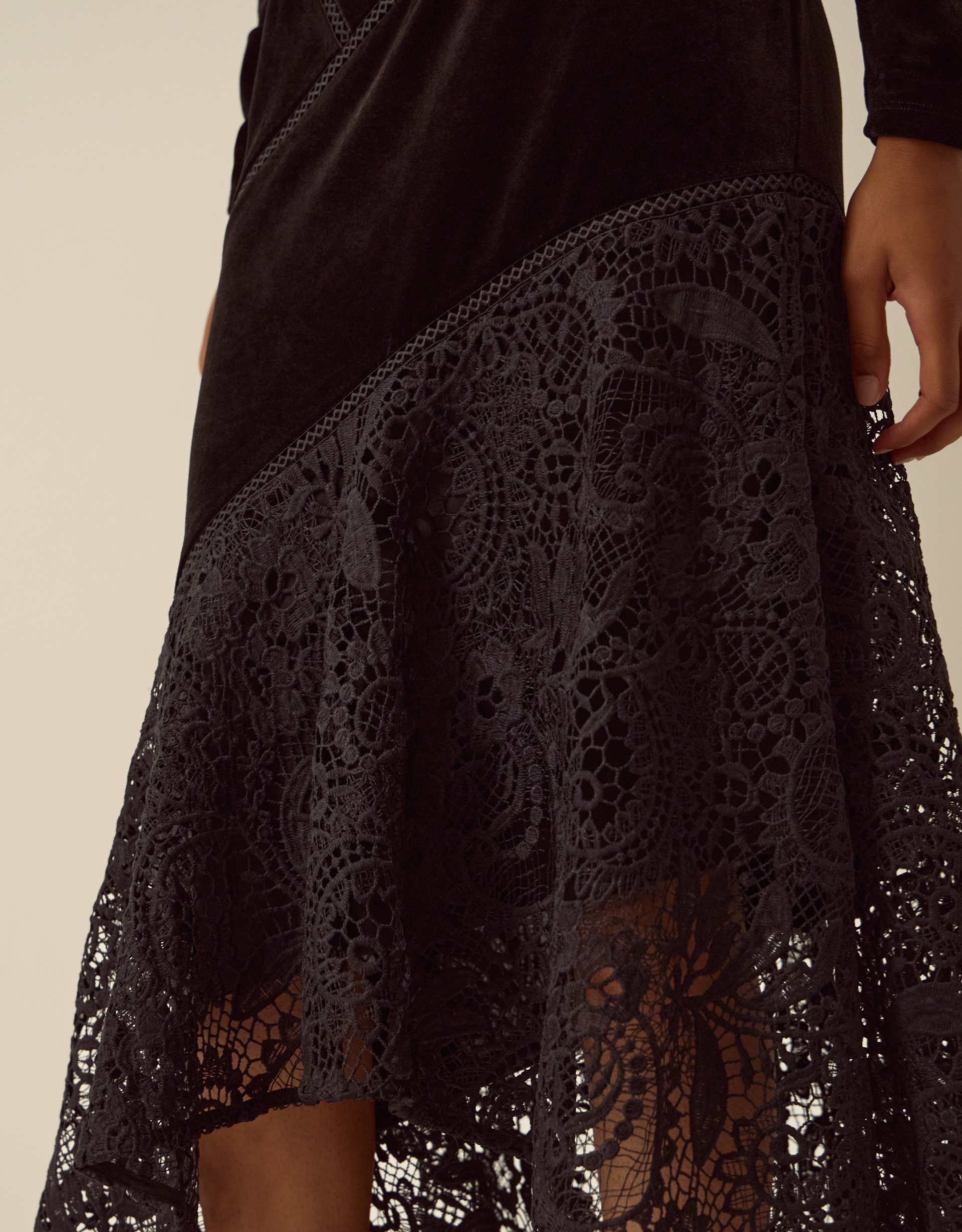 Monsoon Beatrix Velvet Lace Midi Dress, view 2