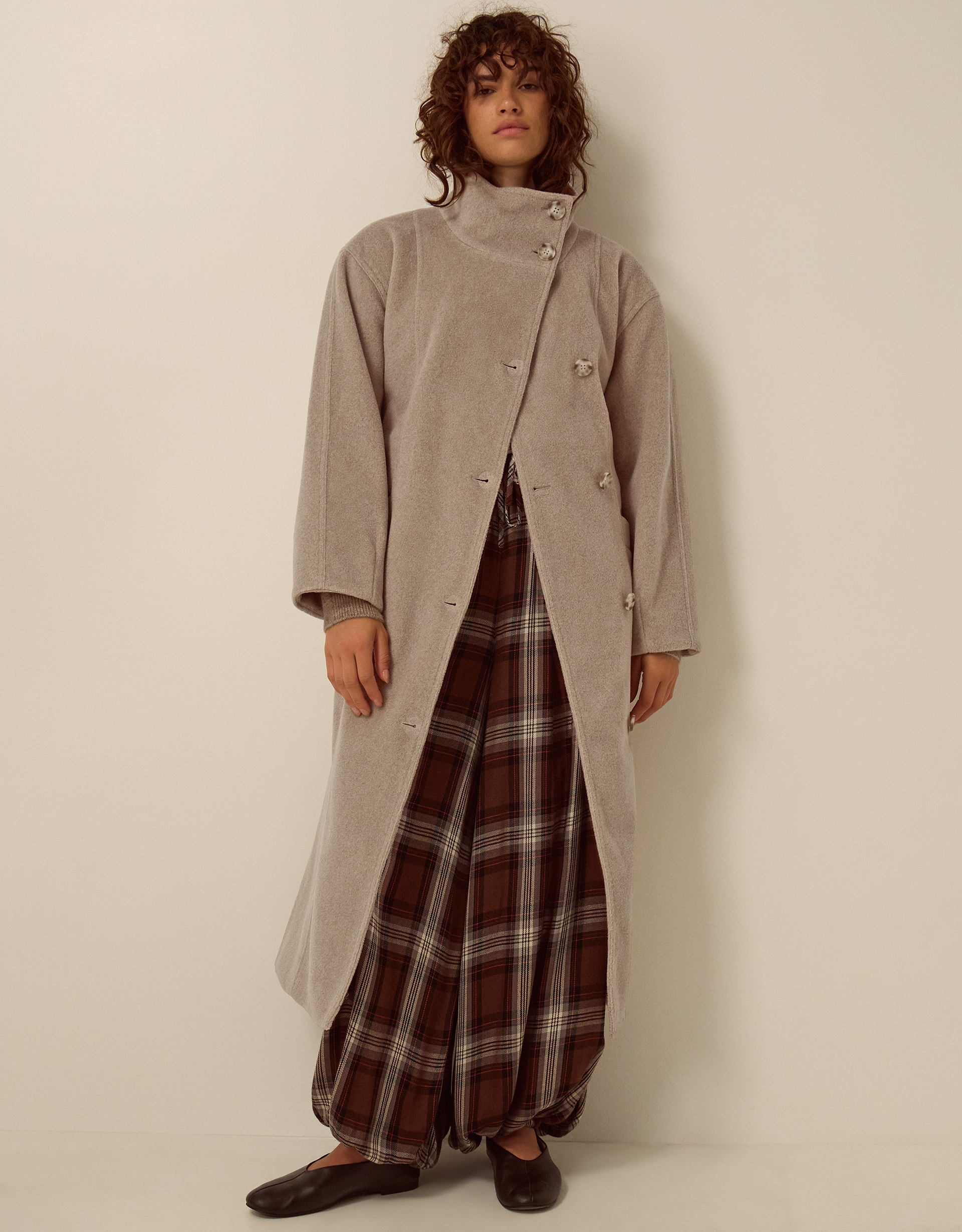 Monsoon Millie Funnel Neck Belted Coat in Mink, view 4