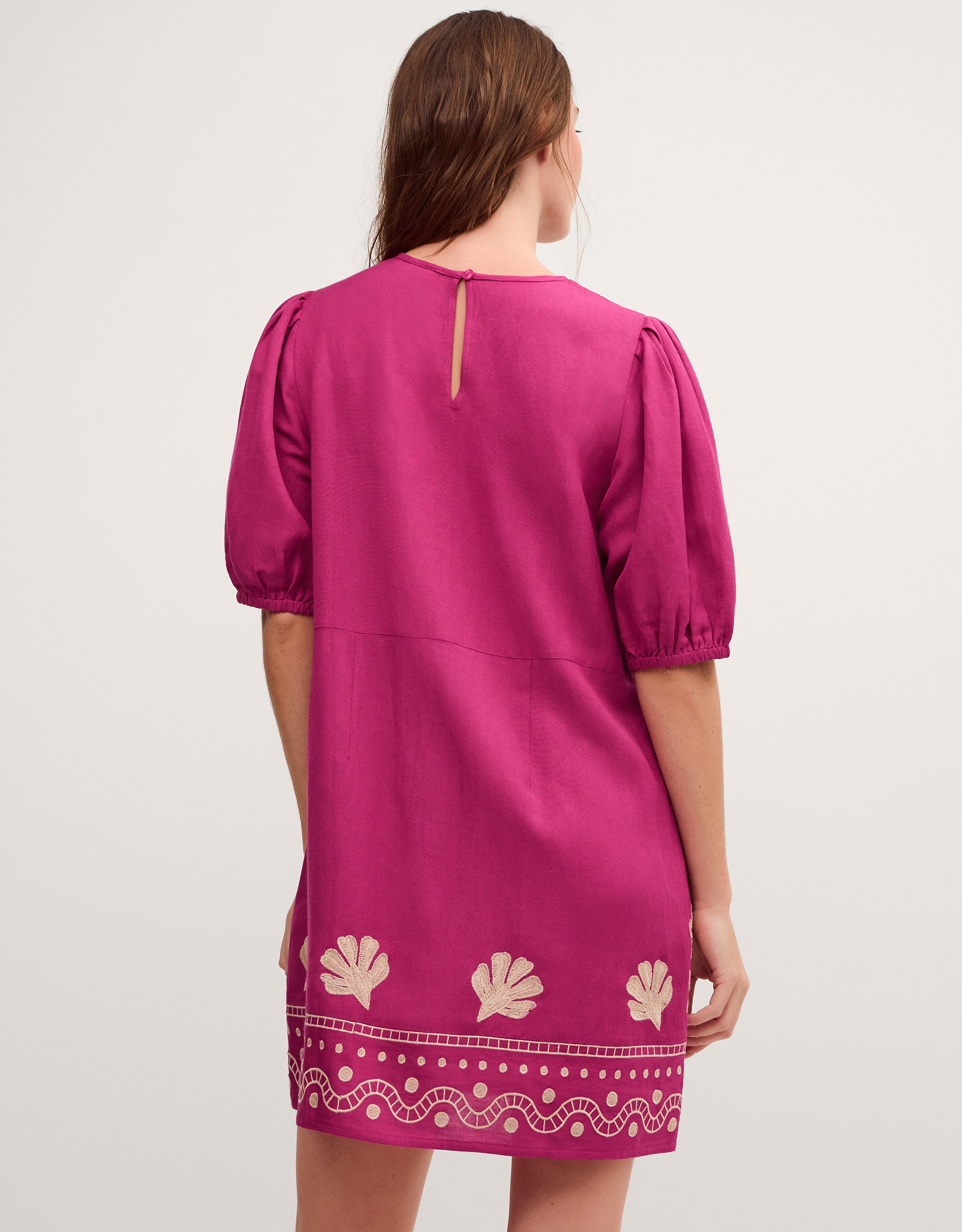 Monsoon Lydia Embroidered Linen Blend Mini Dress, view 3