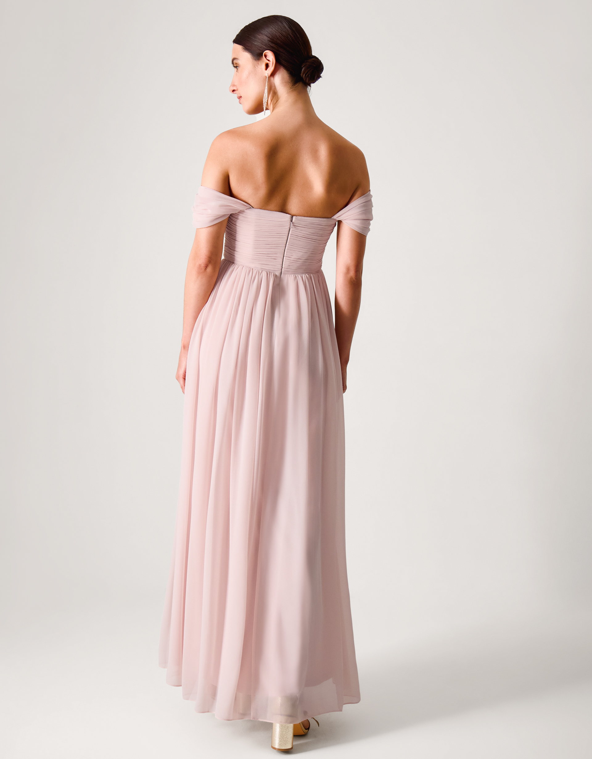Monsoon Evelyn Bardot Bridesmaid Dress in Pink, view 3