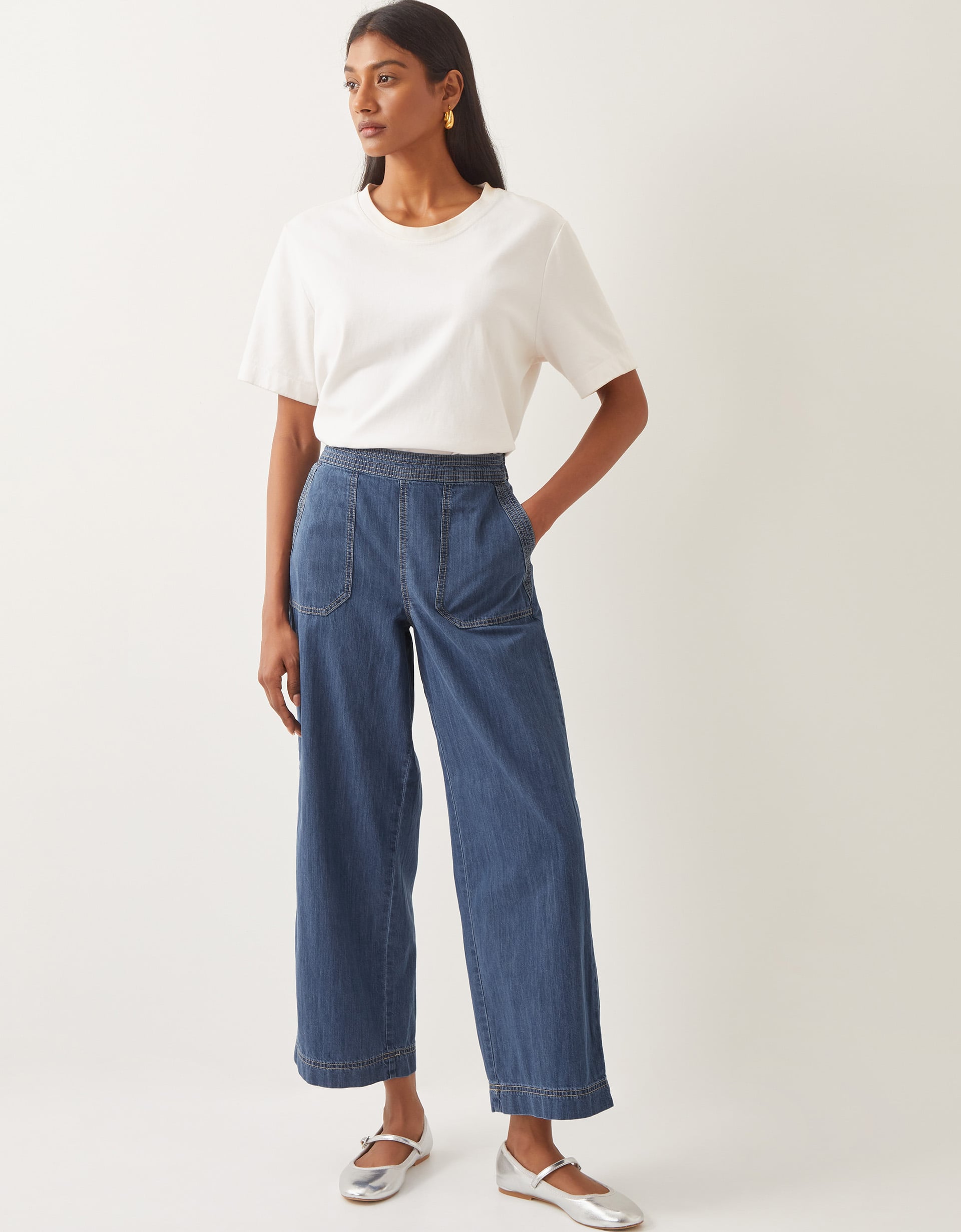 Monsoon Harper Regular Wide Leg Jeans in blue