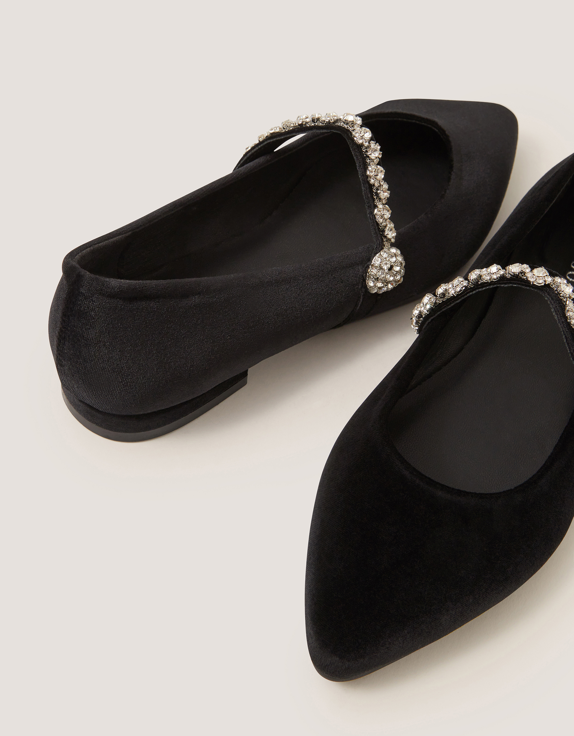 Monsoon Georgia Embellished Velvet Ballet Flats, view 2