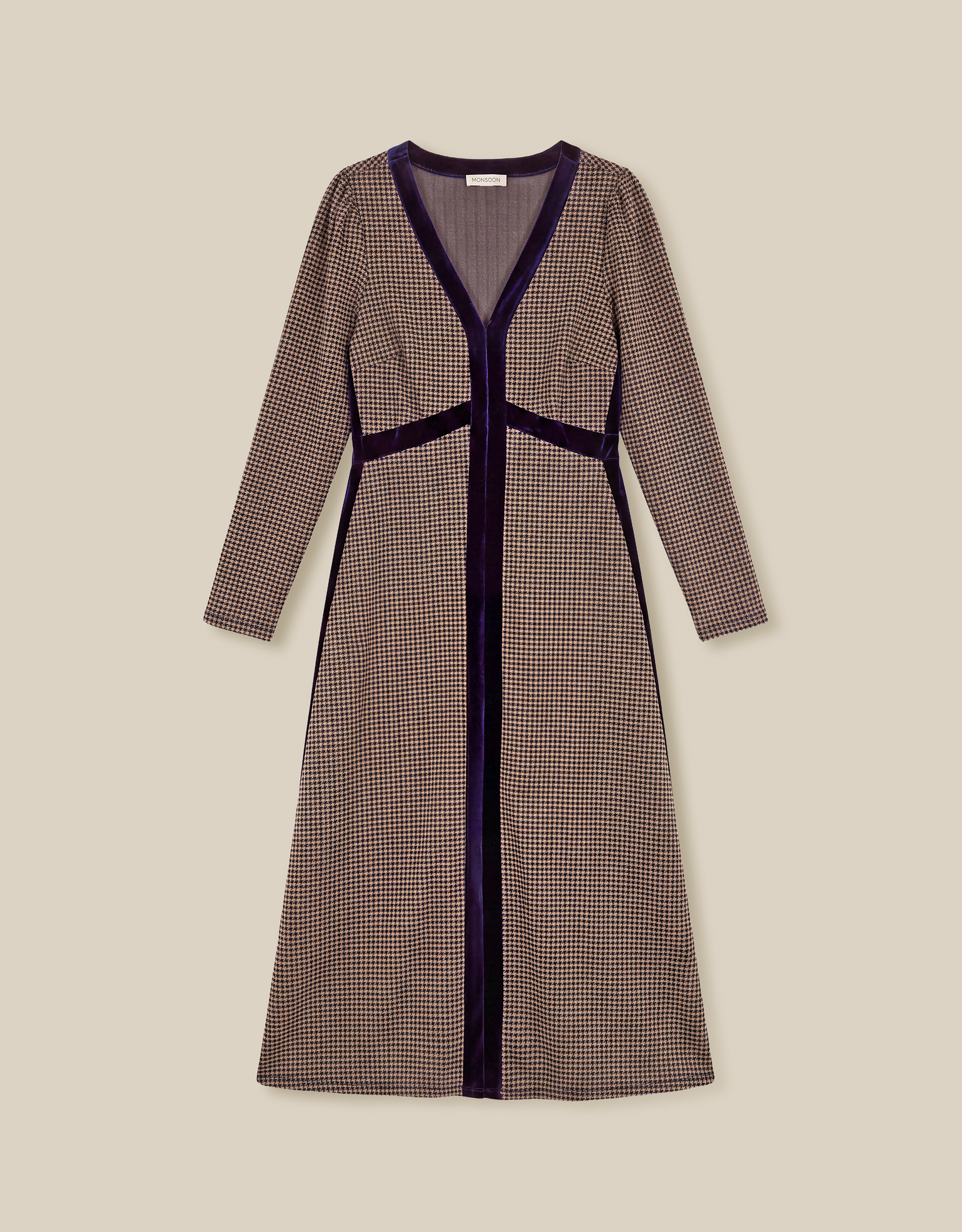 Monsoon Claude Houndstooth Jersey Midi Dress, view 6