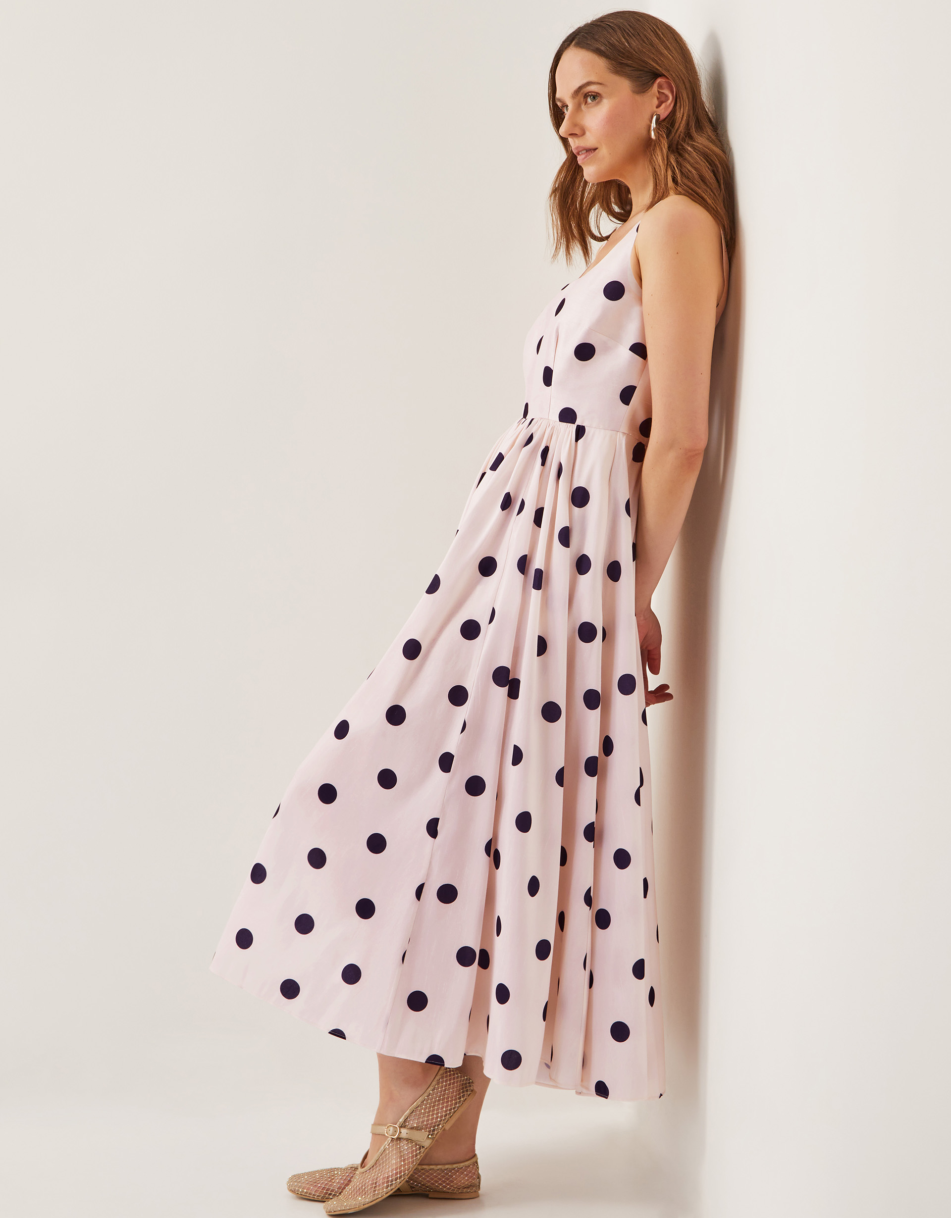 Monsoon Sicily Fit and Flare Midi Dress in Ivory