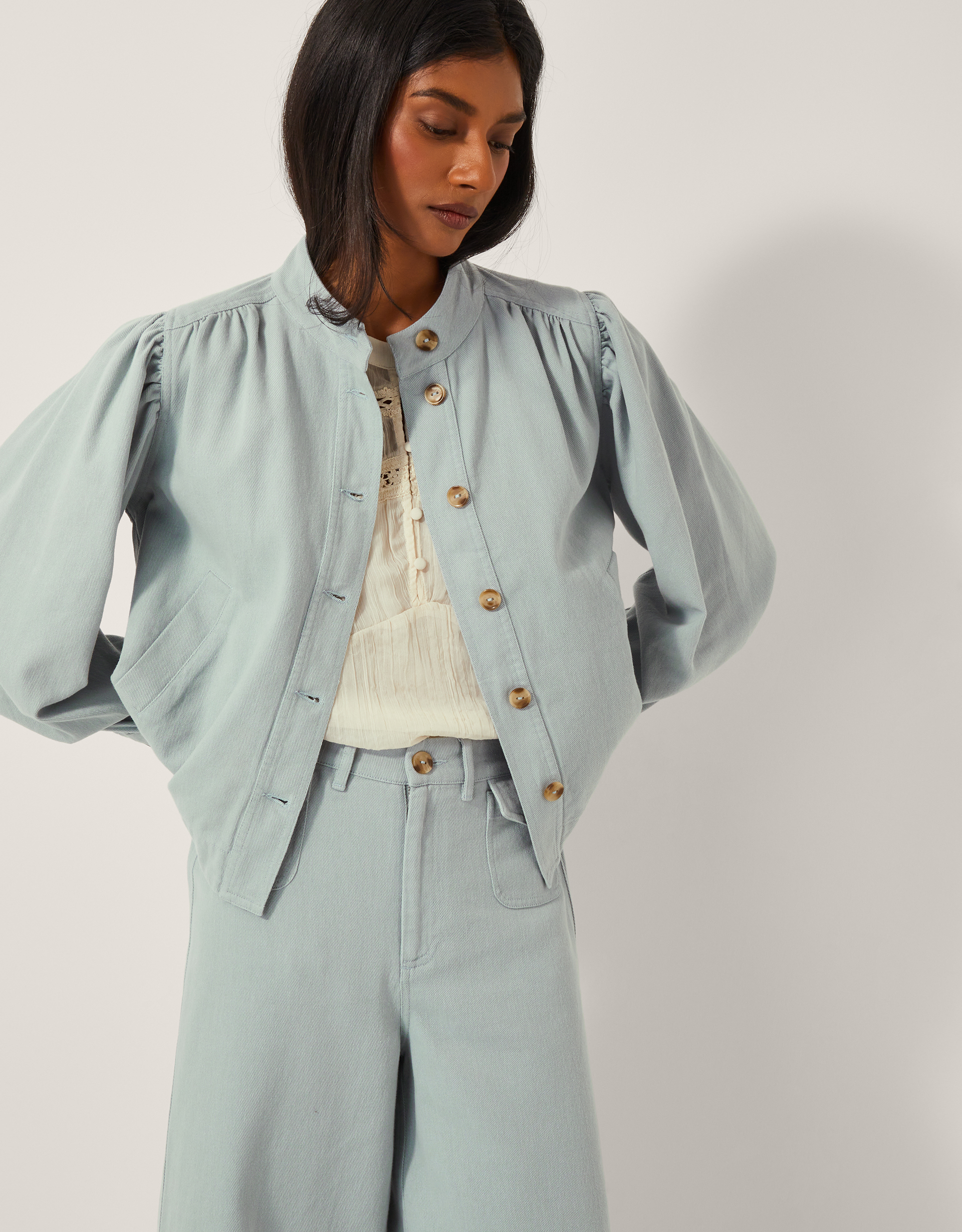 Monsoon Ciara Puff Sleeve Denim Jacket, view 3