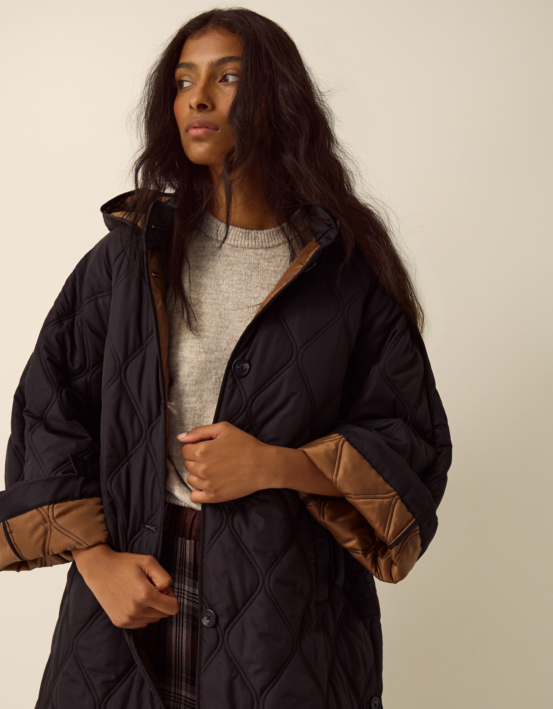 Monsoon Andi Quilted Longline Coat, view 4