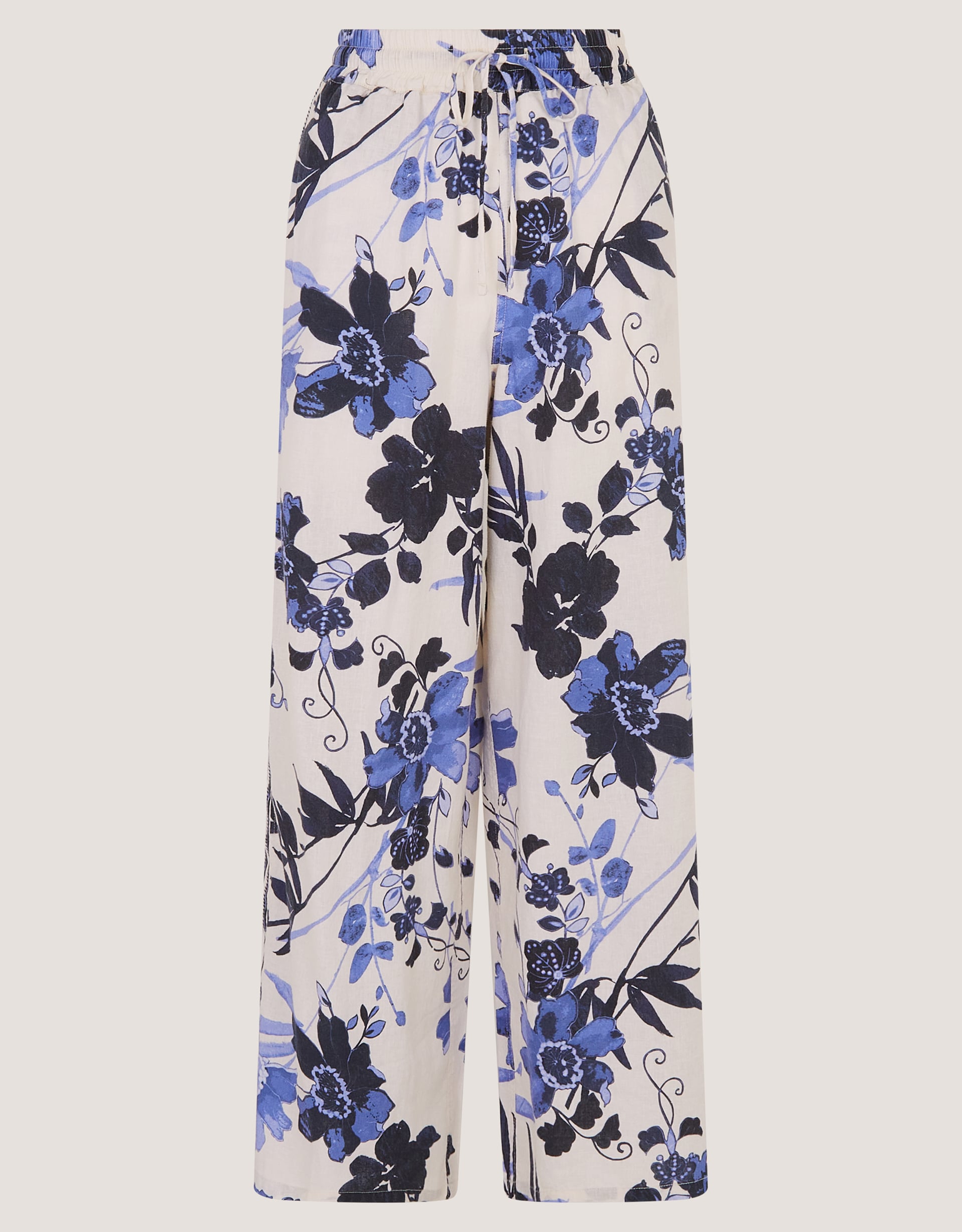 Monsoon Nicolette Floral Linen Blend Wide Leg Trousers, view 5