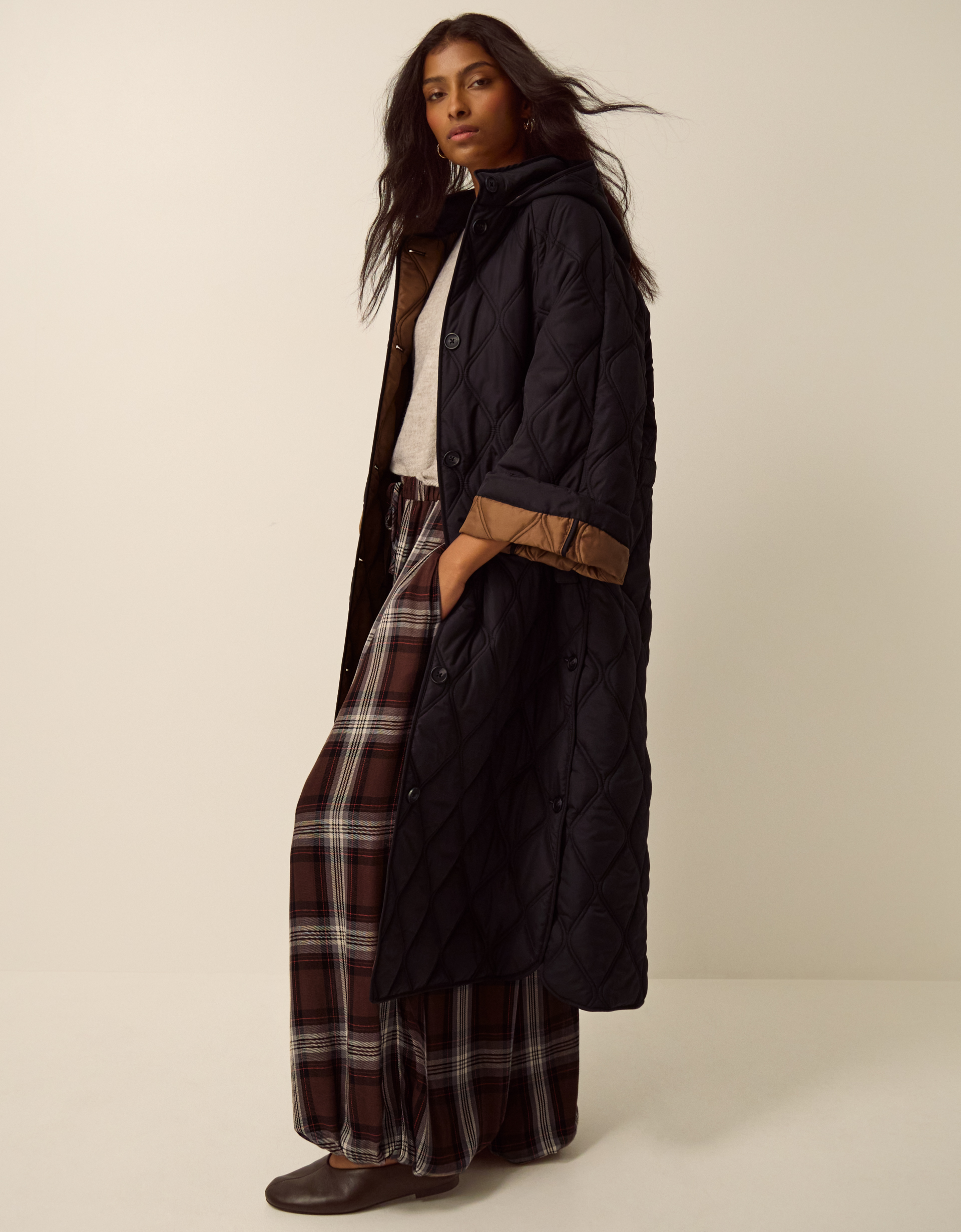 Monsoon Andi Quilted Longline Coat, view 5