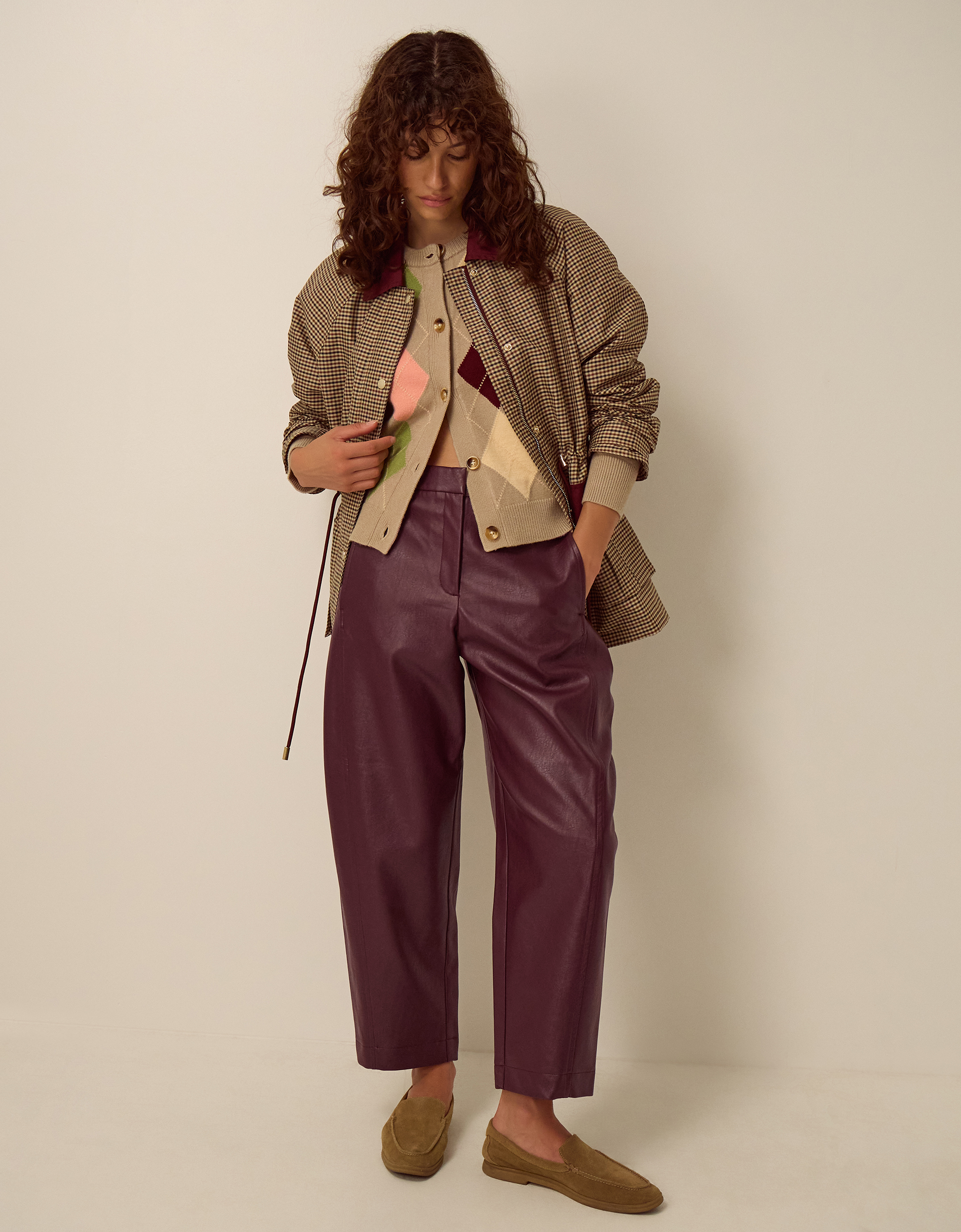 Monsoon Tara Faux Leather Barrel Trousers