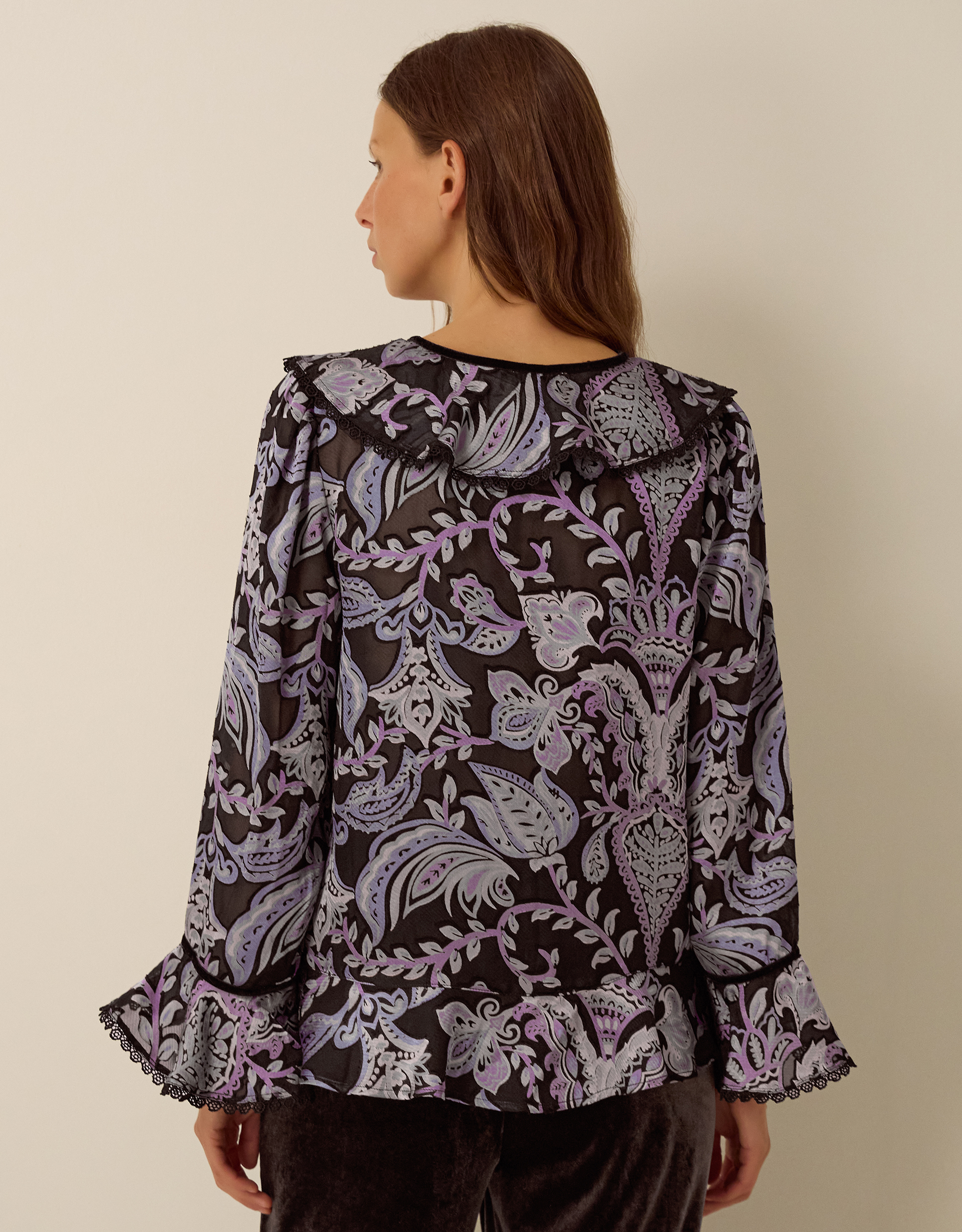 Monsoon Claudia Floral Devoré Top, view 4