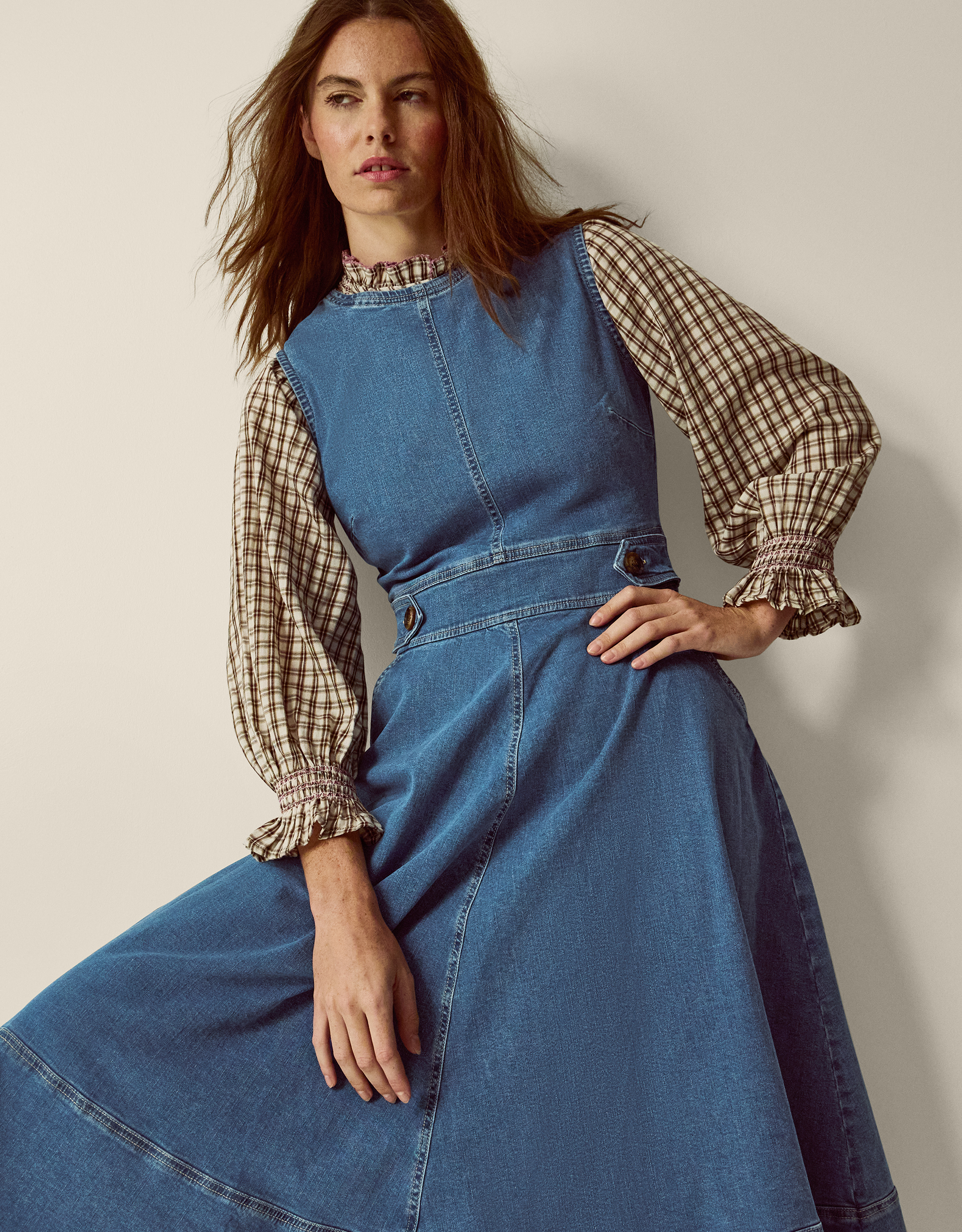 Monsoon Ella Sleeveless Denim Midi Dress