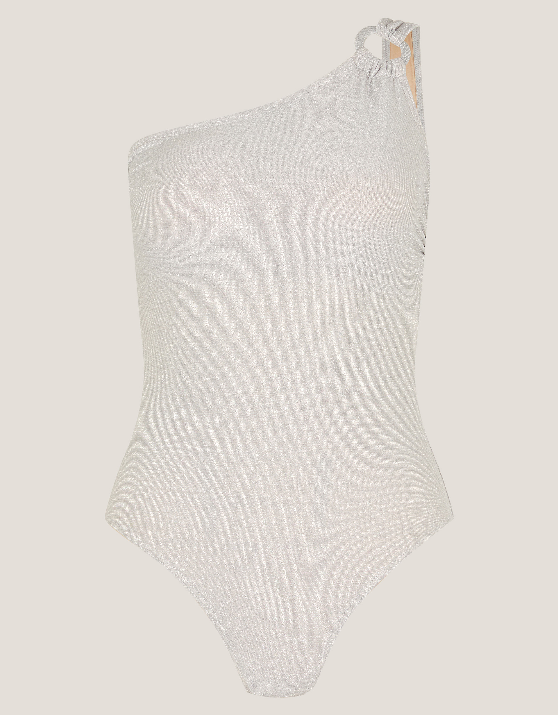 Monsoon Kimi Glitter One-Shoulder Swimsuit in Silver