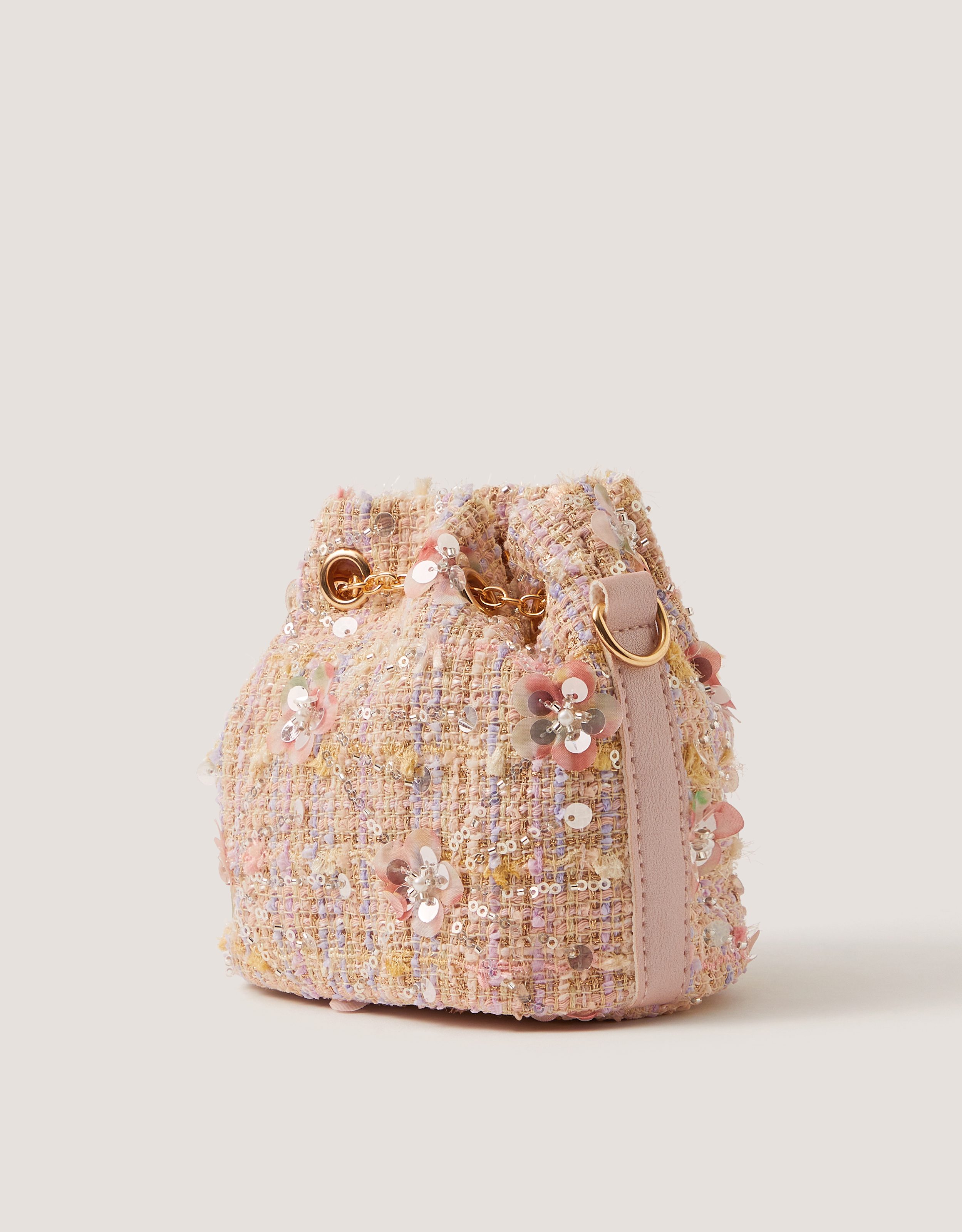 Monsoon Sequin Tweed Bucket Bag, view 2