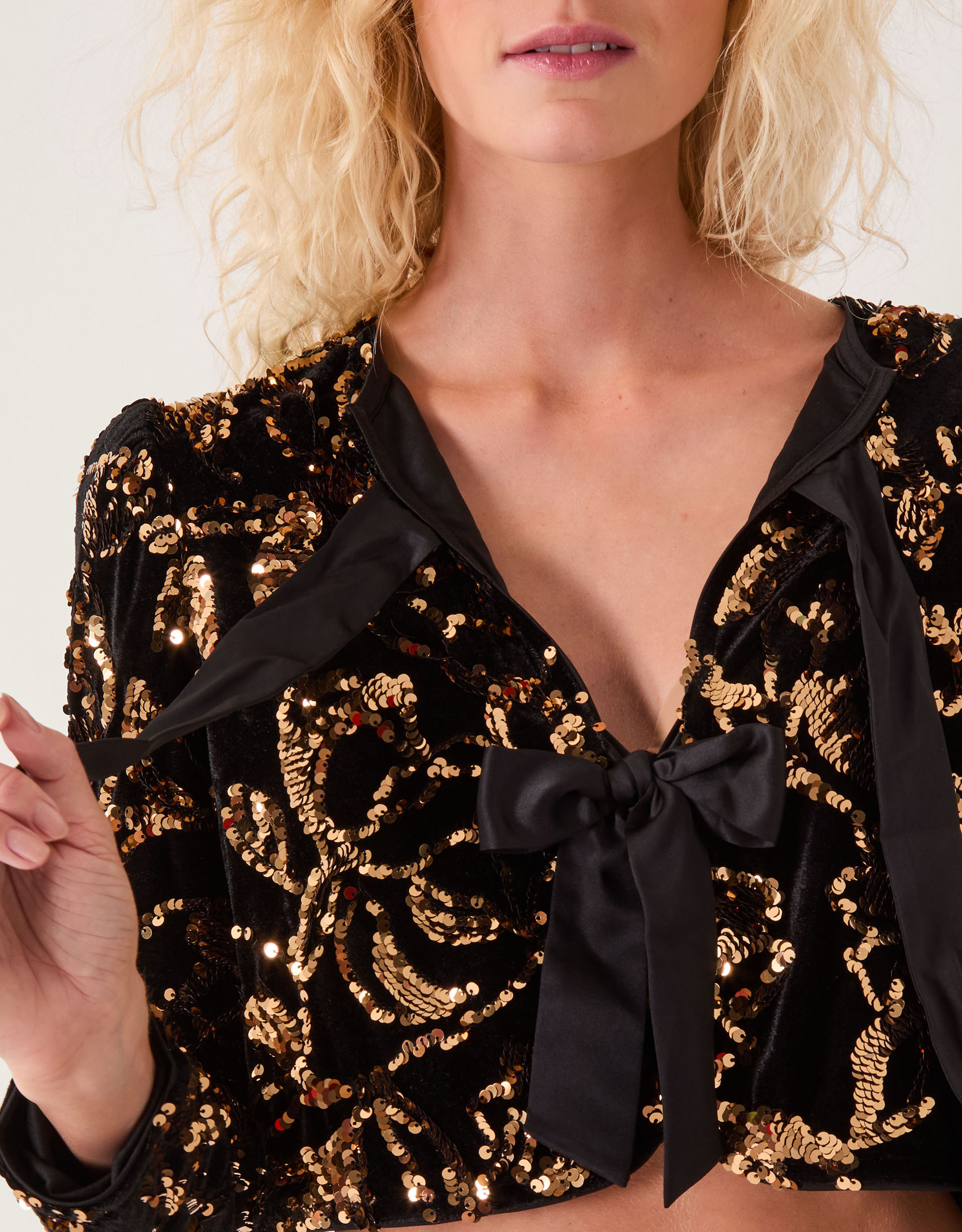 Monsoon Shola Sequin Bow Jacket, view 4