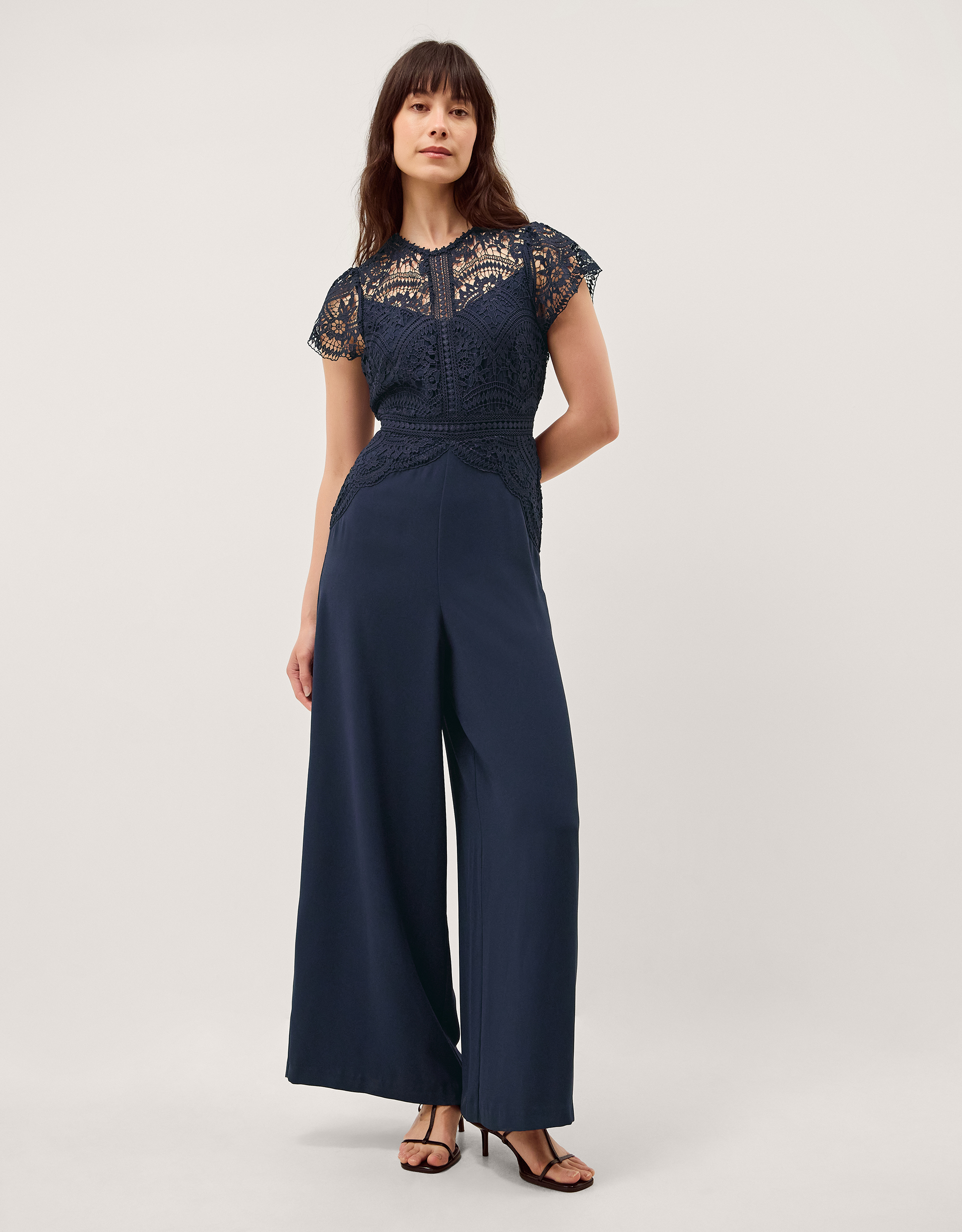 Monsoon Monica Lace Wide Leg Jumpsuit, view 4