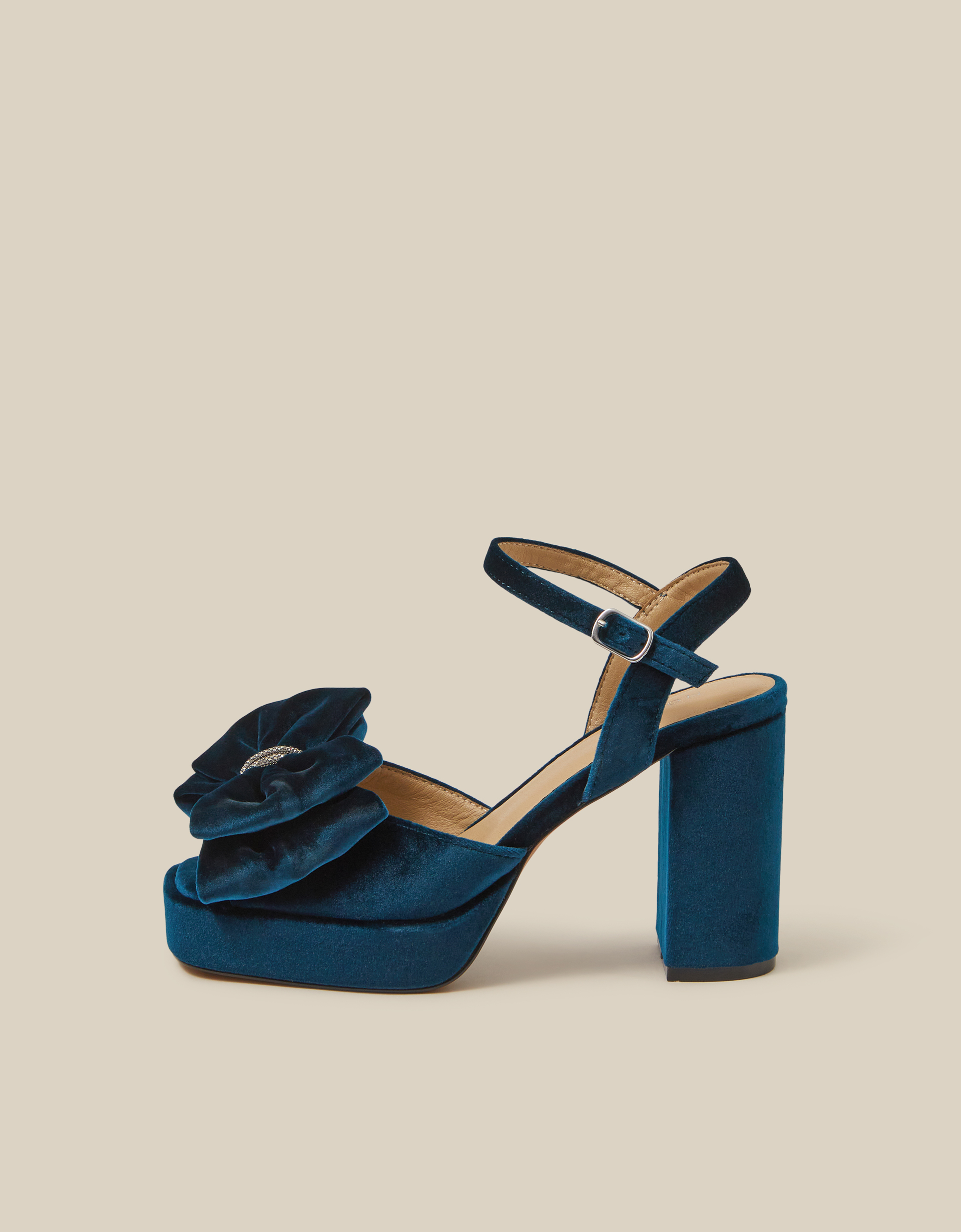 Monsoon Roxi Bow Velvet Platform Heels, view 3