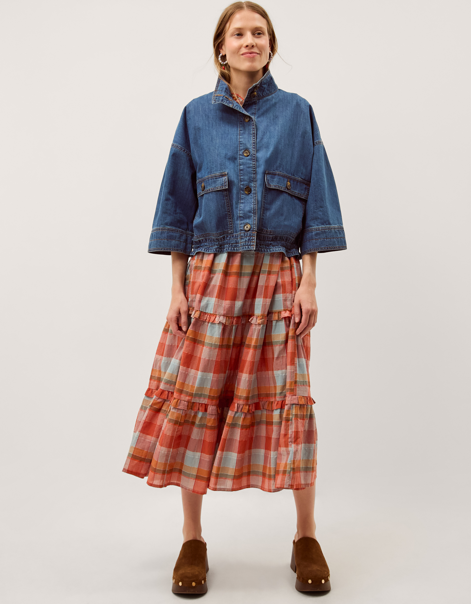 Monsoon Gwen Funnel Neck Denim Jacket, view 4
