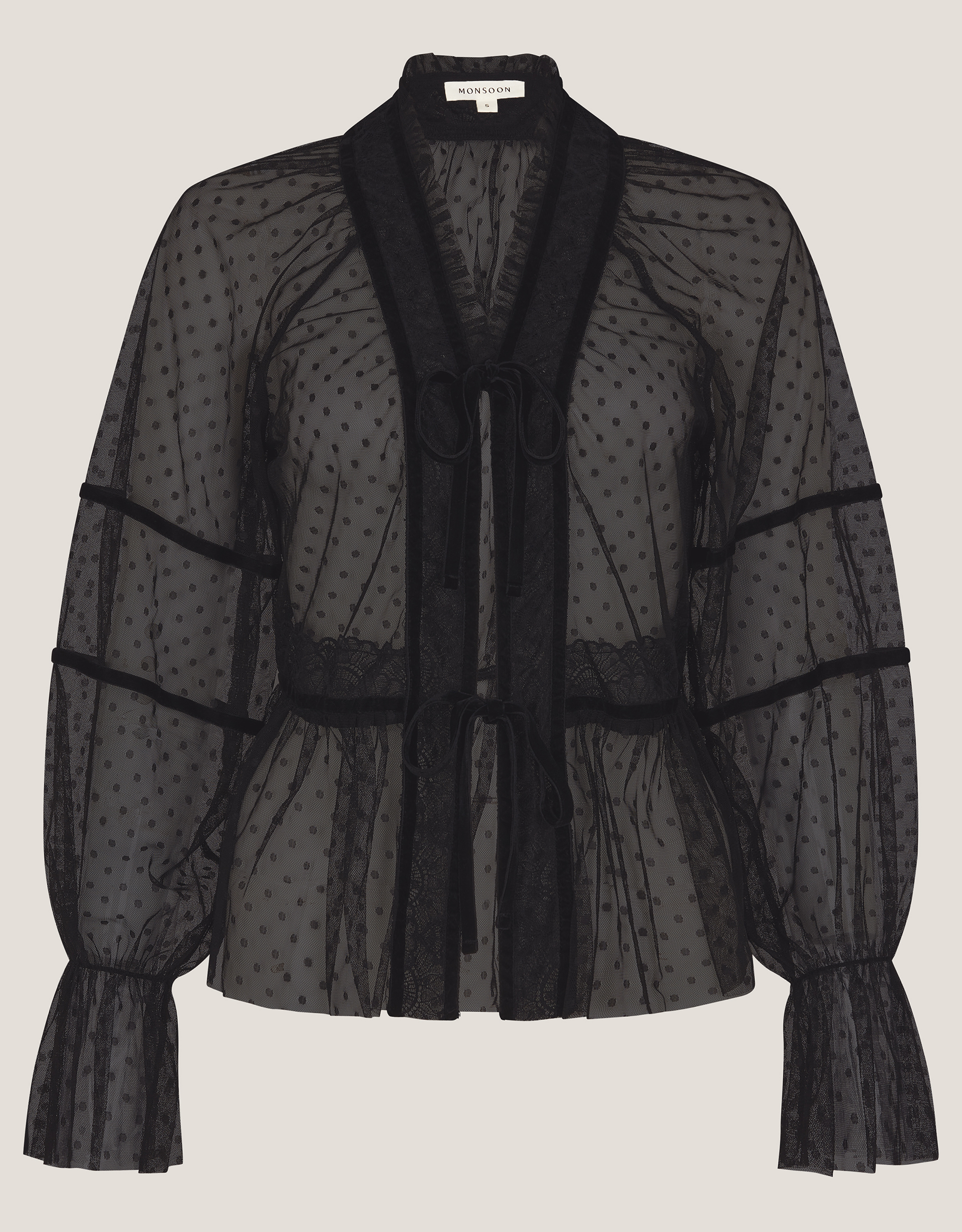 Monsoon Lina Sheer Polka Dot Lace Blouse, view 5