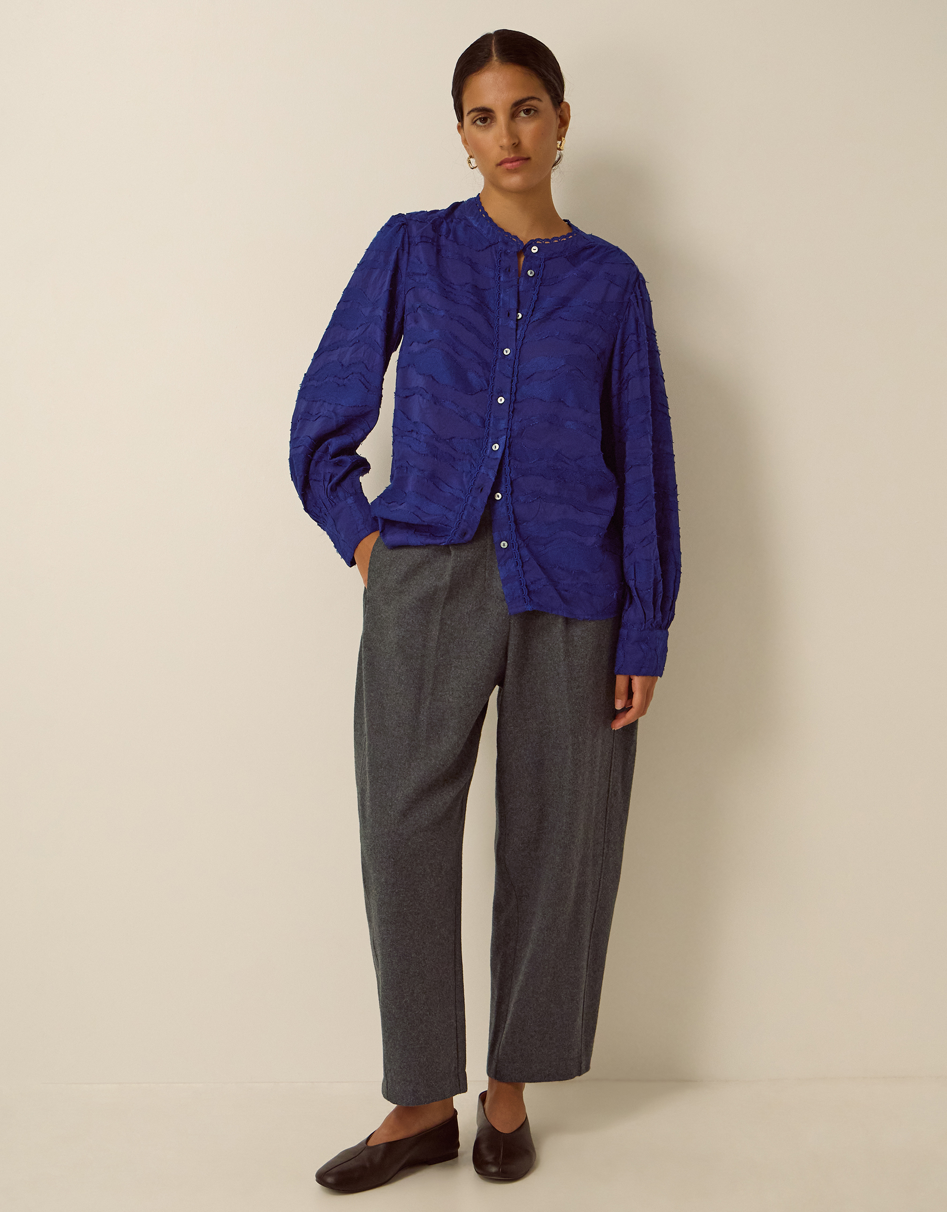 Monsoon Jane Jacquard Blouse Blue, view 4