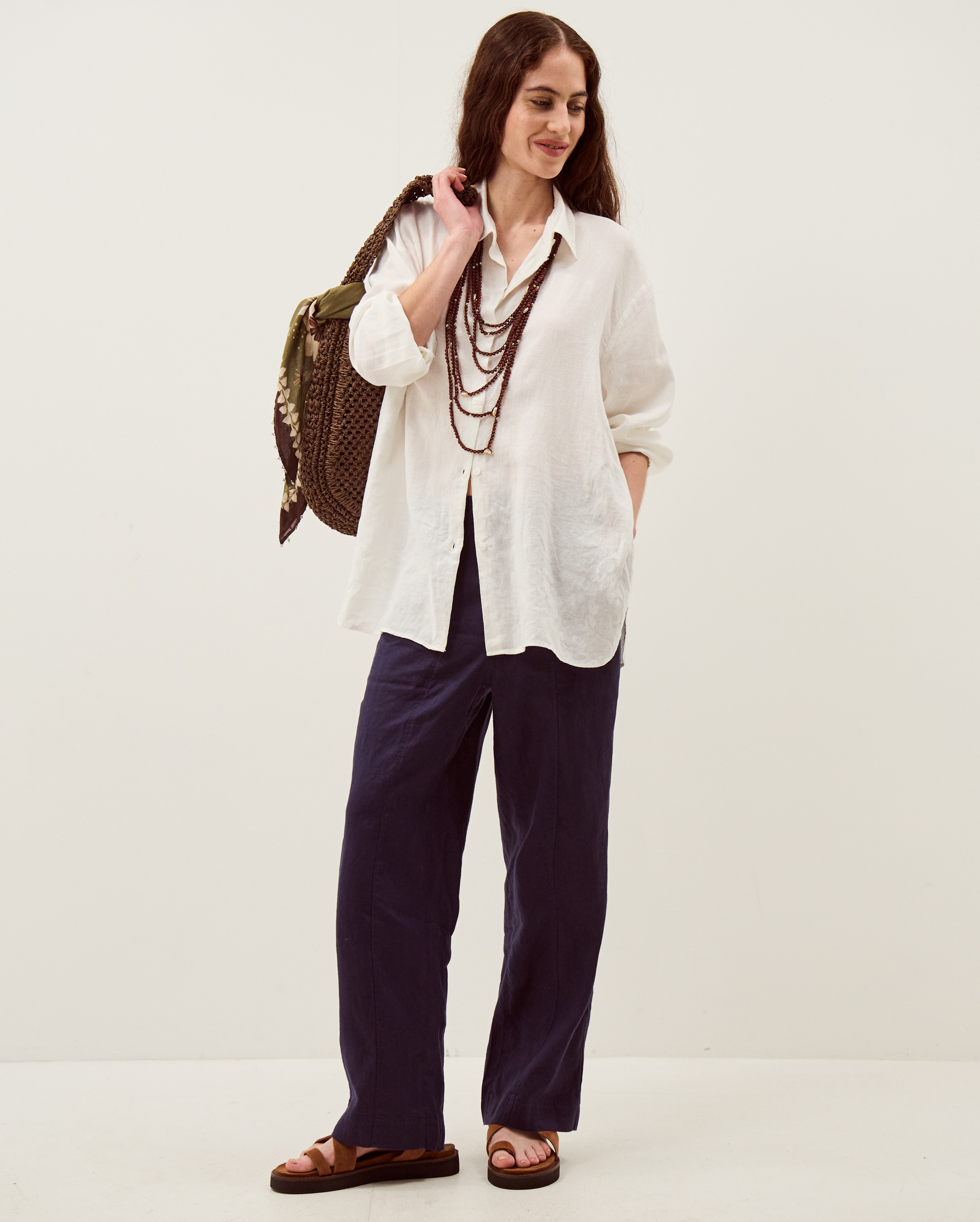 Monsoon Lucy Regular Straight Leg Linen Trousers