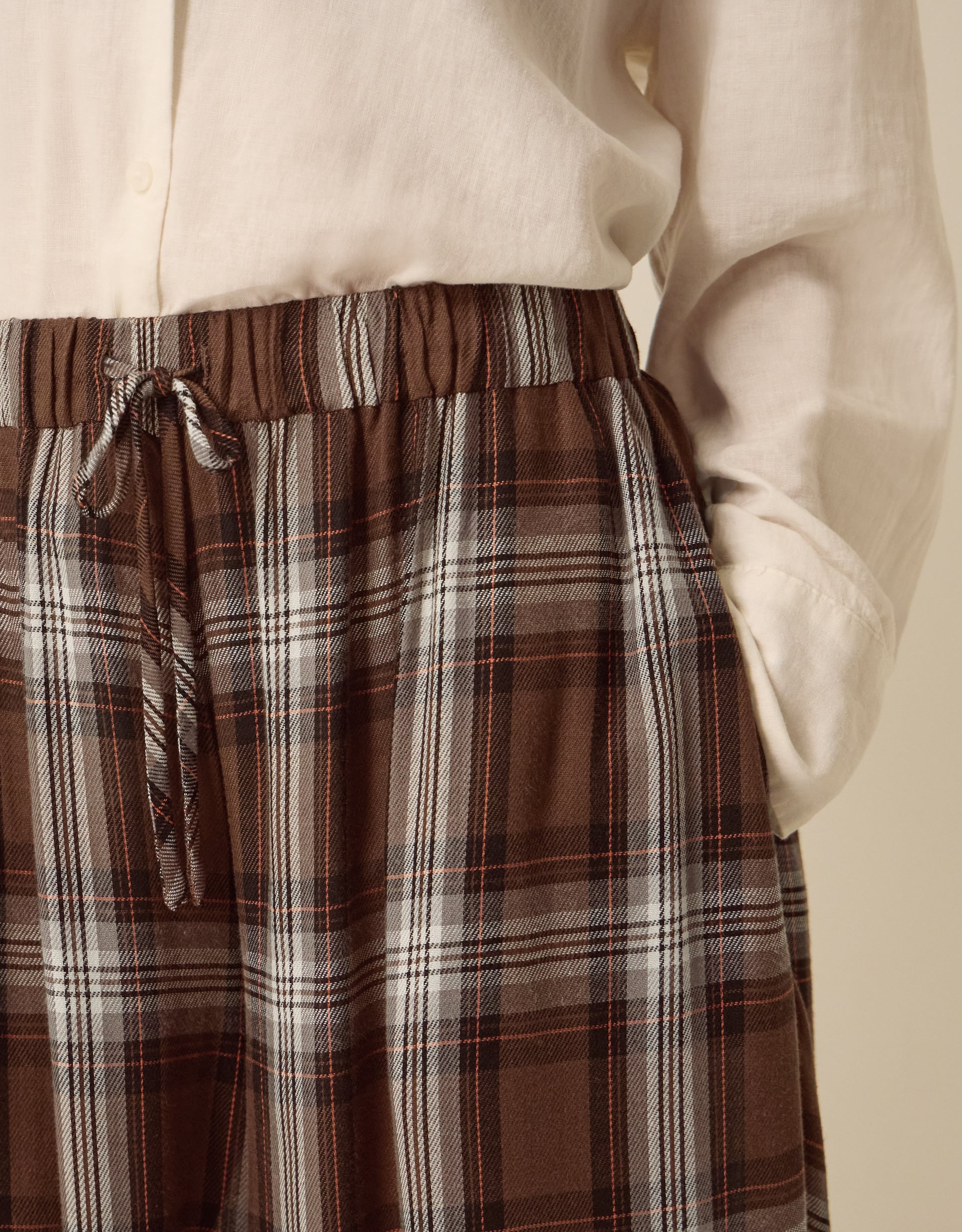 Monsoon Maya Check Print Balloon Trousers, view 2