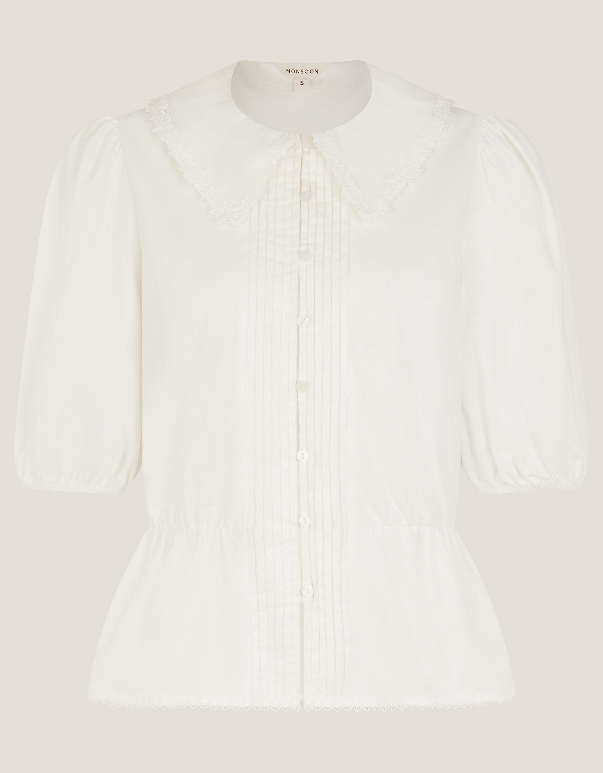 Monsoon Celia Puff Sleeve Collar Jersey Blouse, view 5