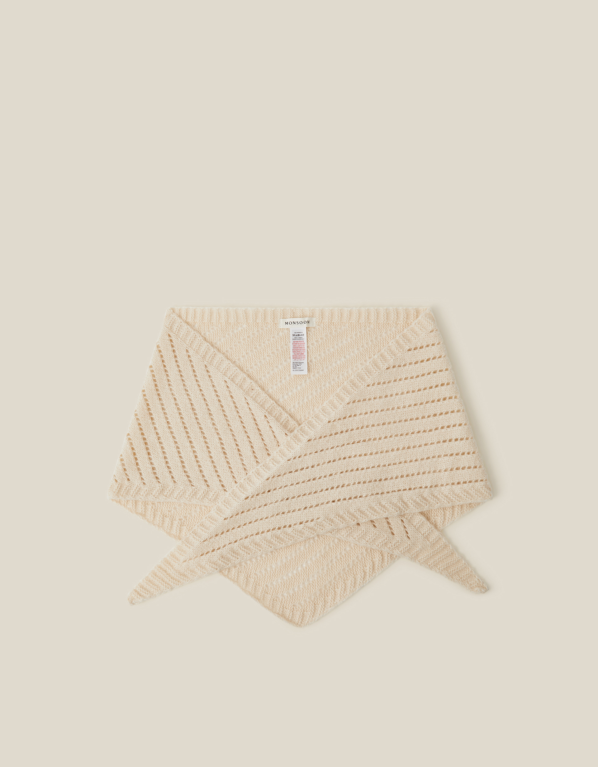 Monsoon Perl Pointelle Knitted Triangle Scarf