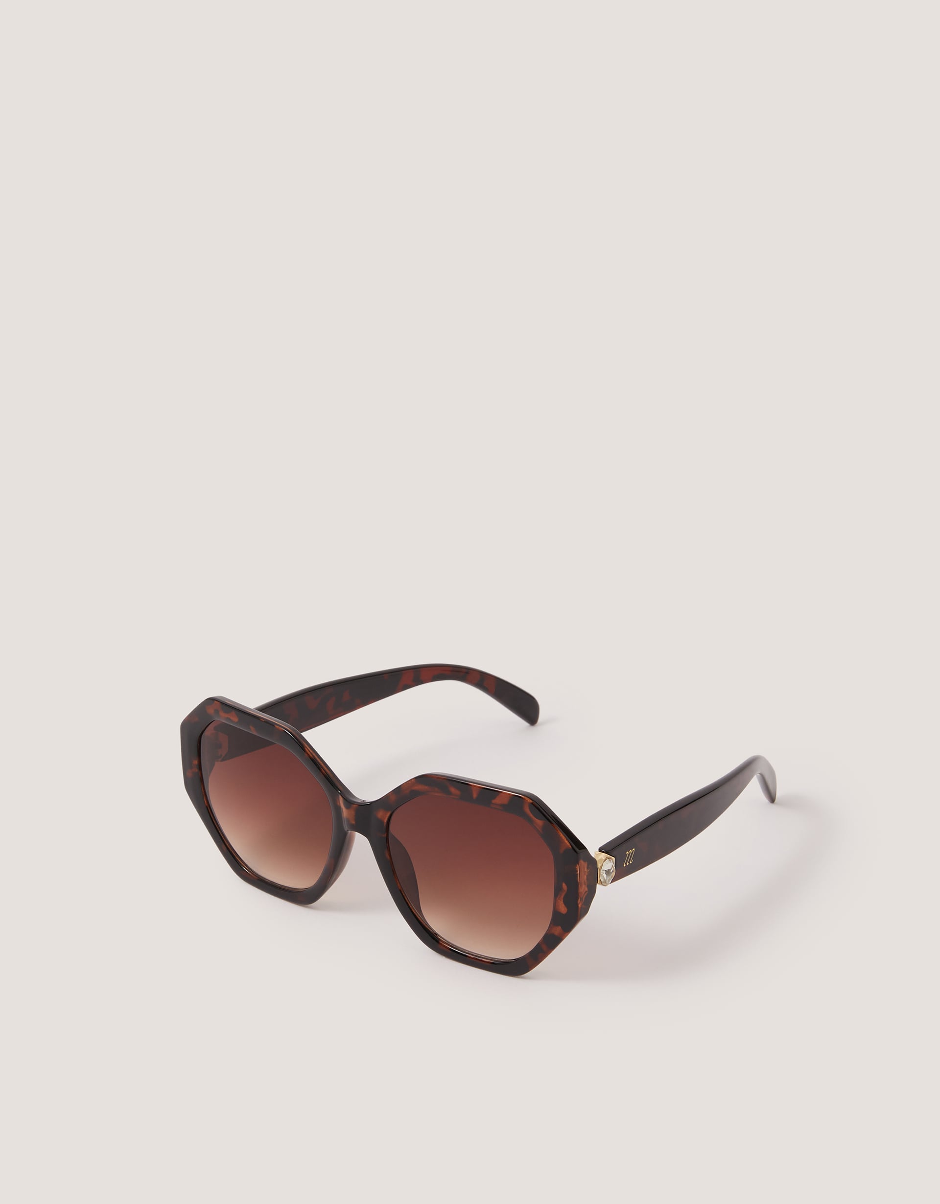 Monsoon Tort Hexagonal Sunglasses in tan