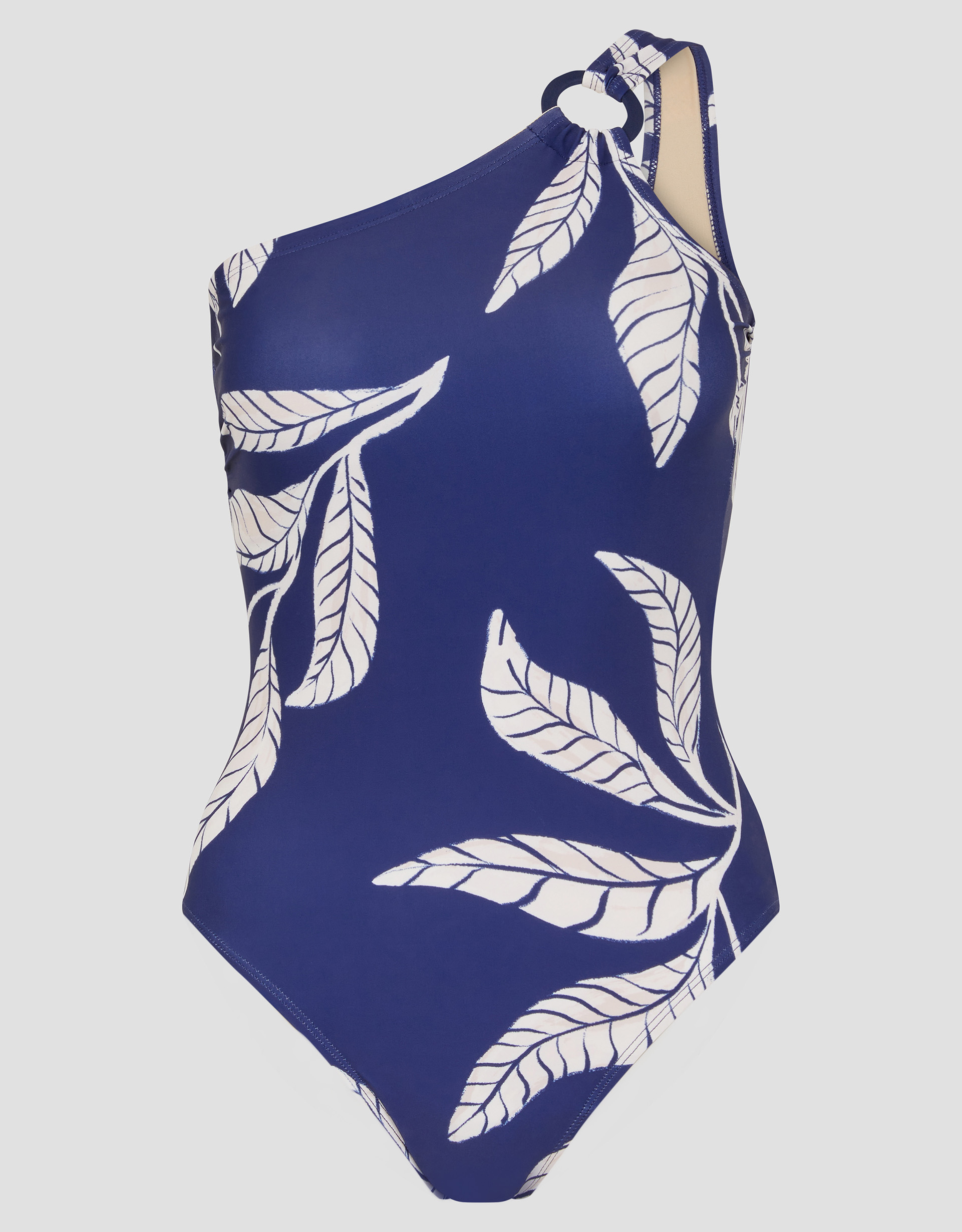 Monsoon Dinah One-Shoulder Leaf Print Swimsuit
