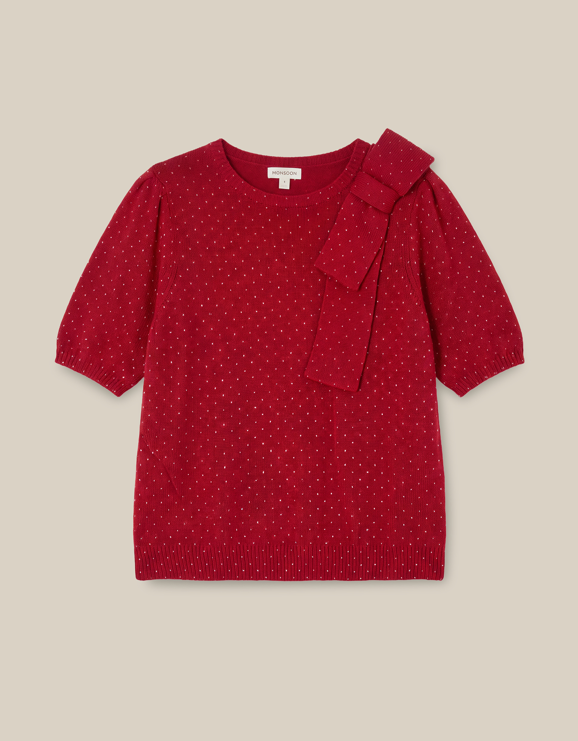 Monsoon Sue Polka Dot Bow Jumper, view 6