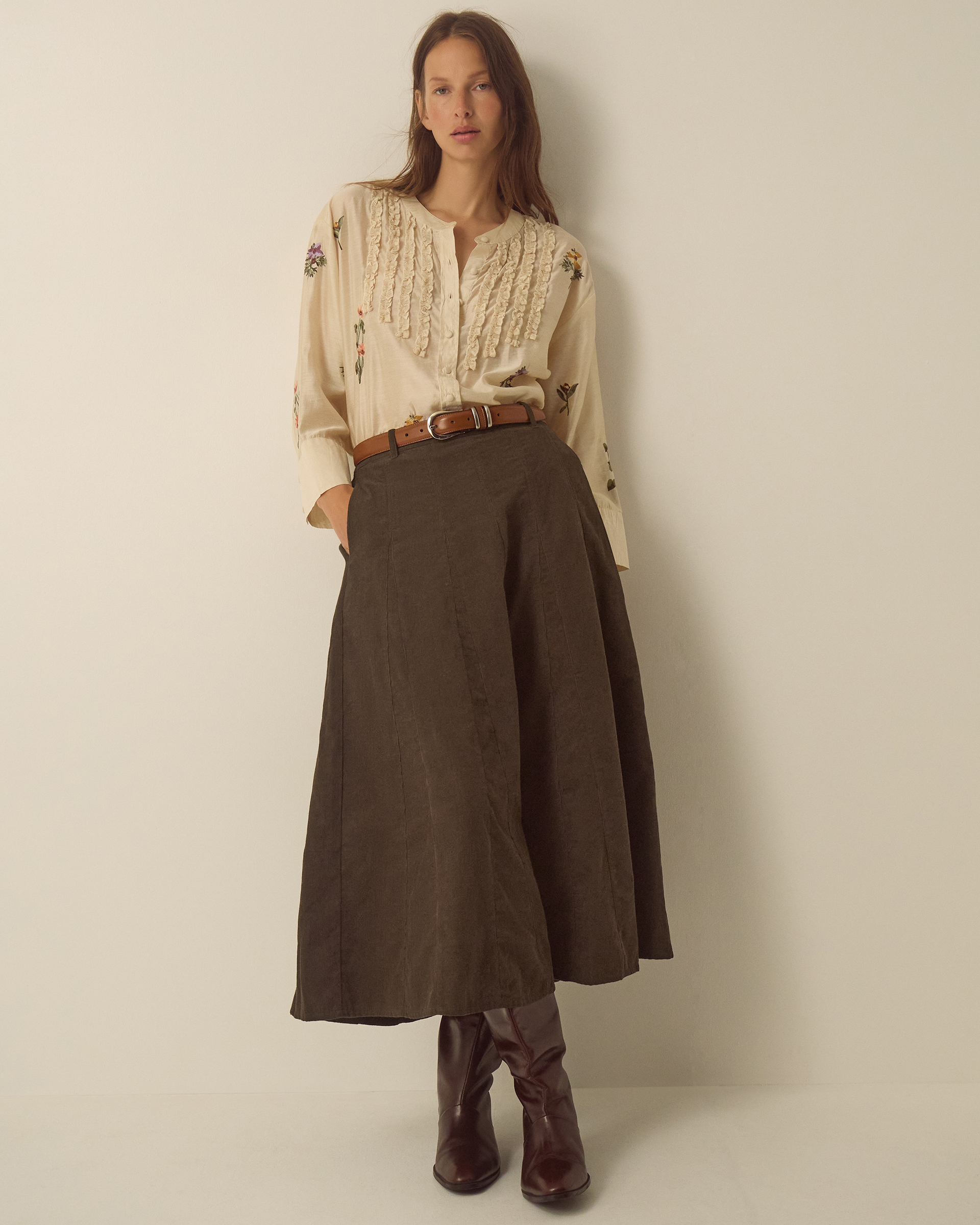 Monsoon Nora Corduroy Midi Skirt