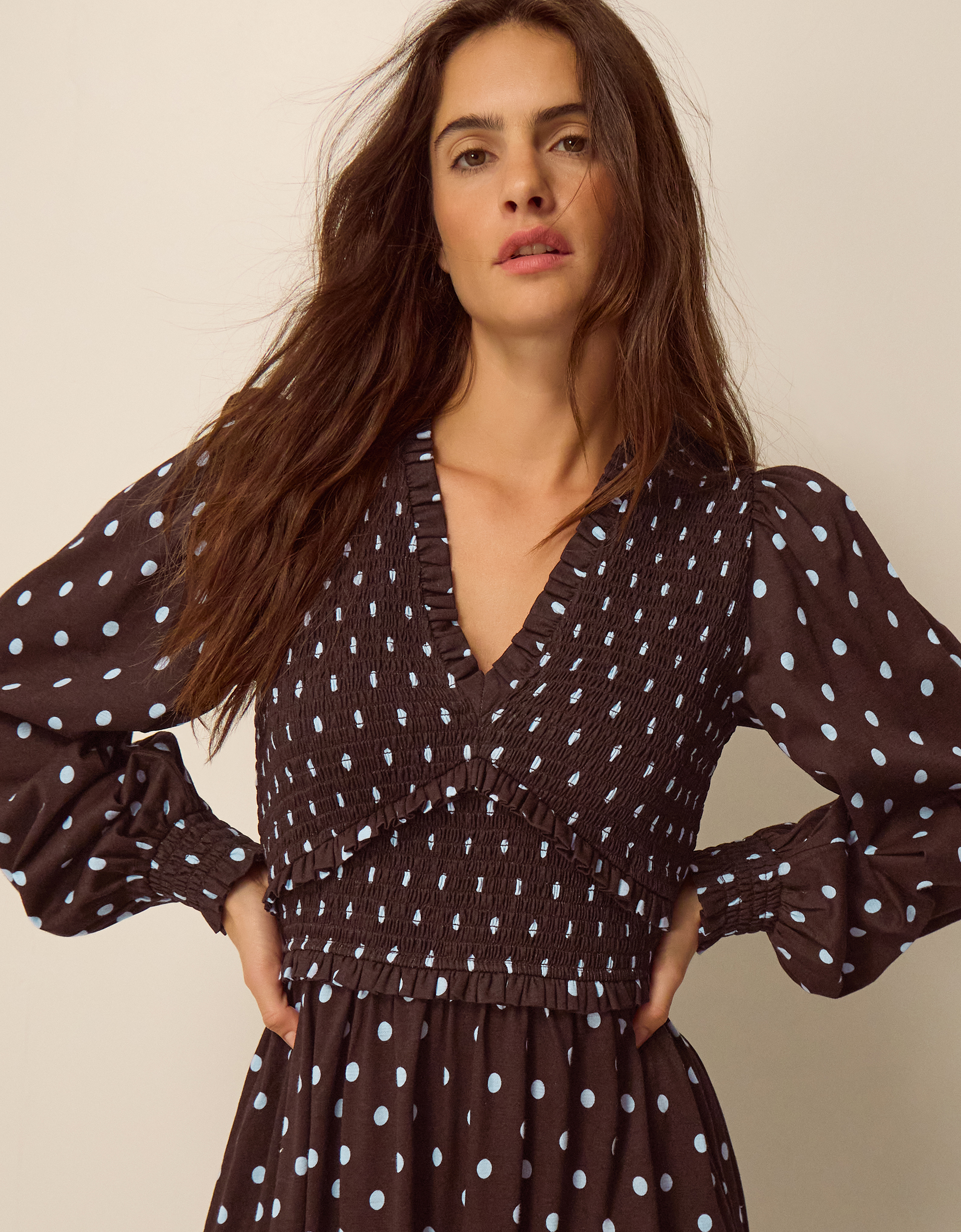 Monsoon Shae Polka Dot Jersey Midi Dress, view 2