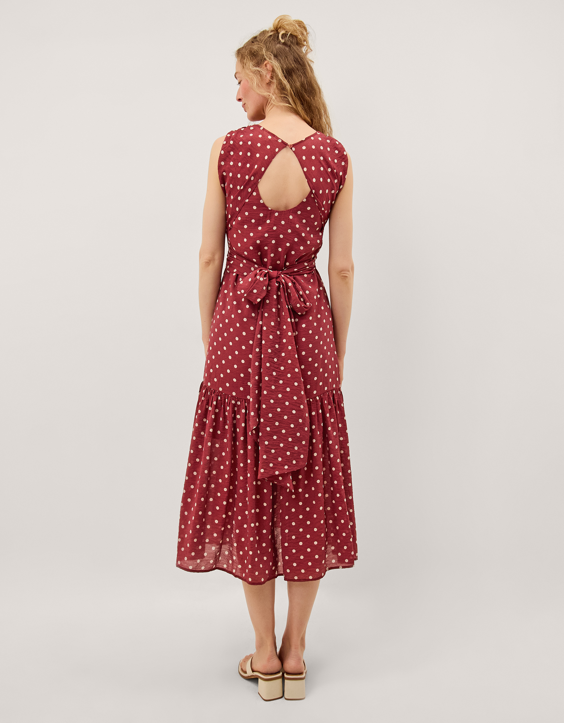Monsoon Claire Polka Dot Midi Dress, view 3