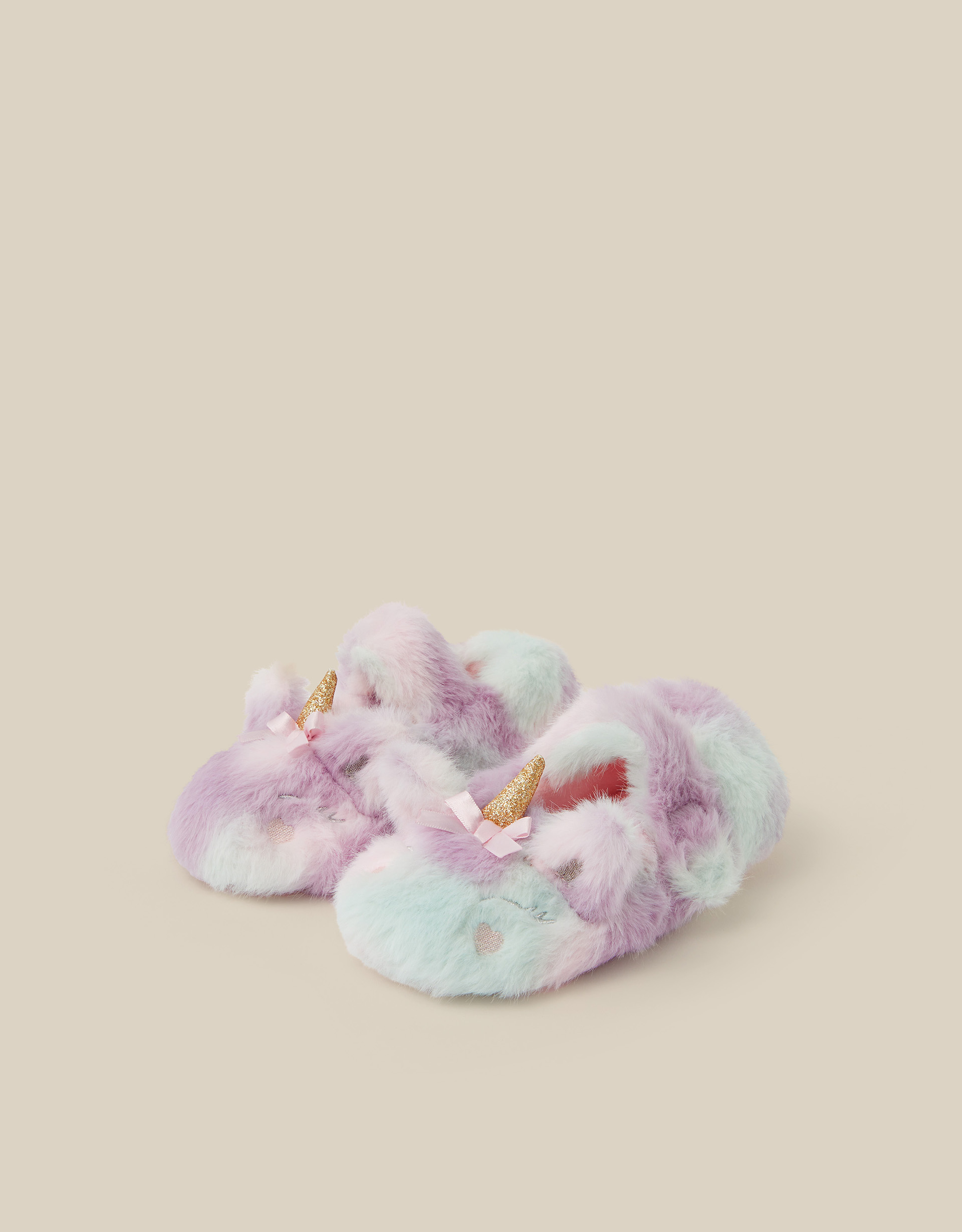 Monsoon Rainbow Unicorn Faux Fur Slippers