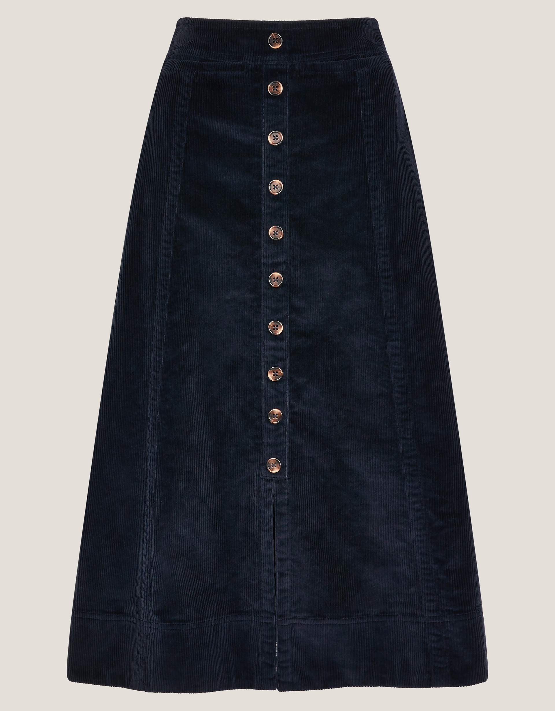 Monsoon Jamie Button Corduroy Midi Skirt, view 5
