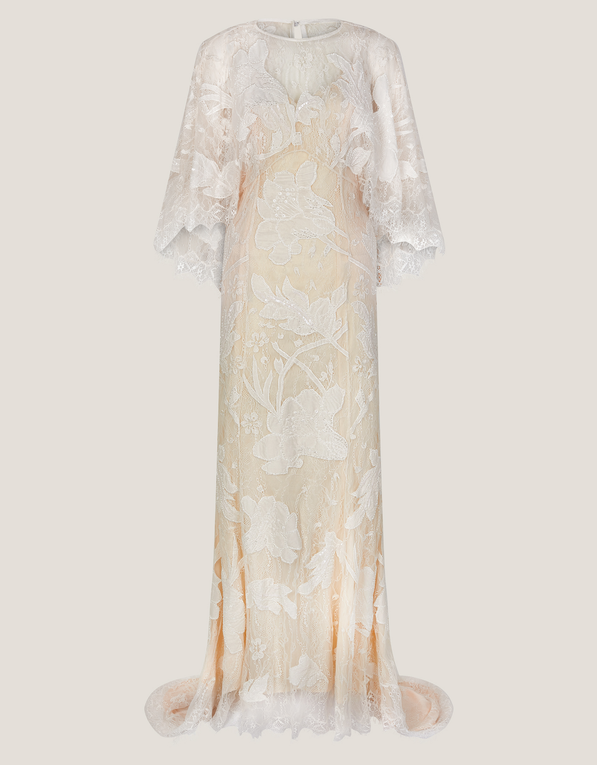 Monsoon Eileen Cape Embellished Floral Lace Wedding Dress, view 5