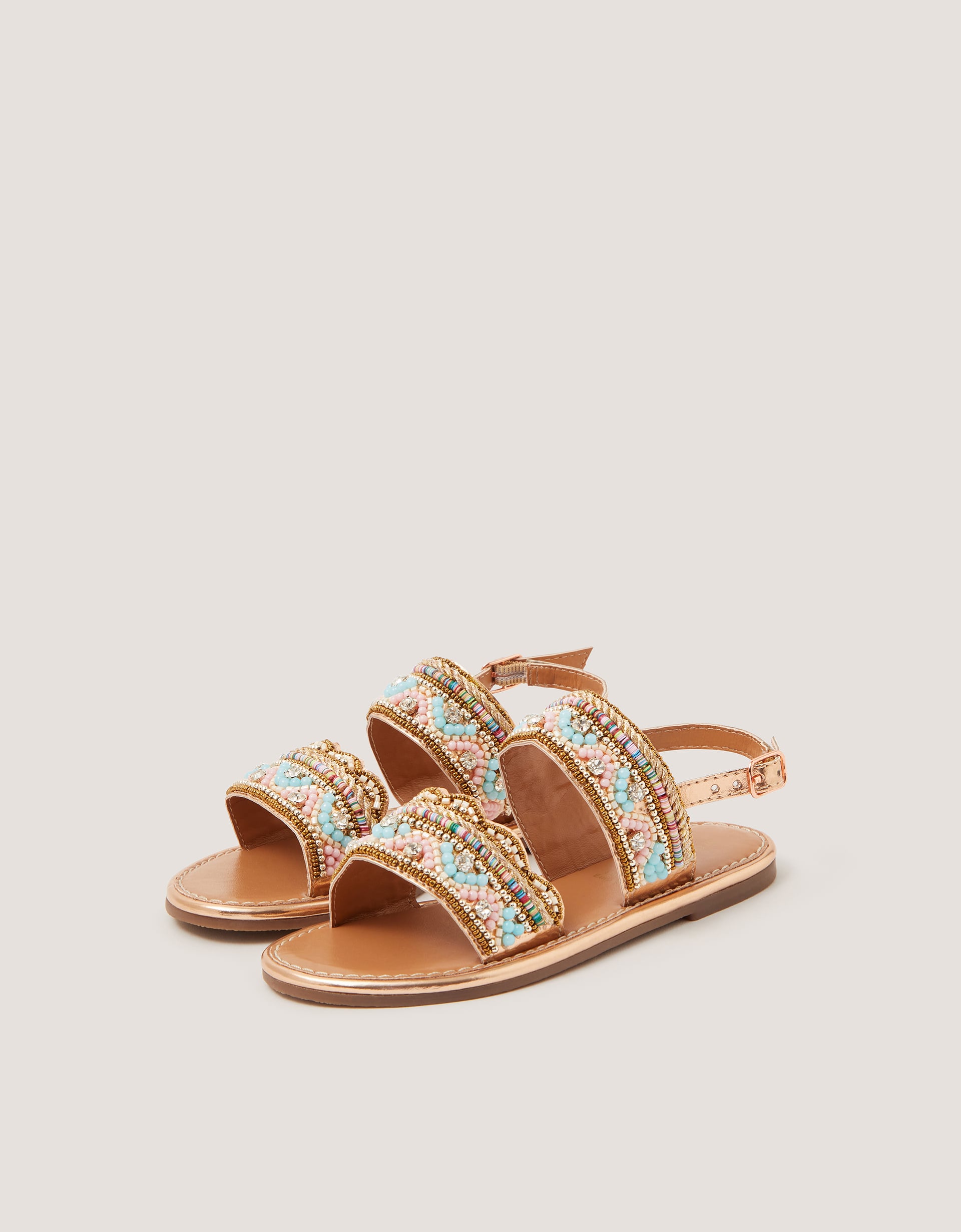 Monsoon Double Strap Beaded Sandals