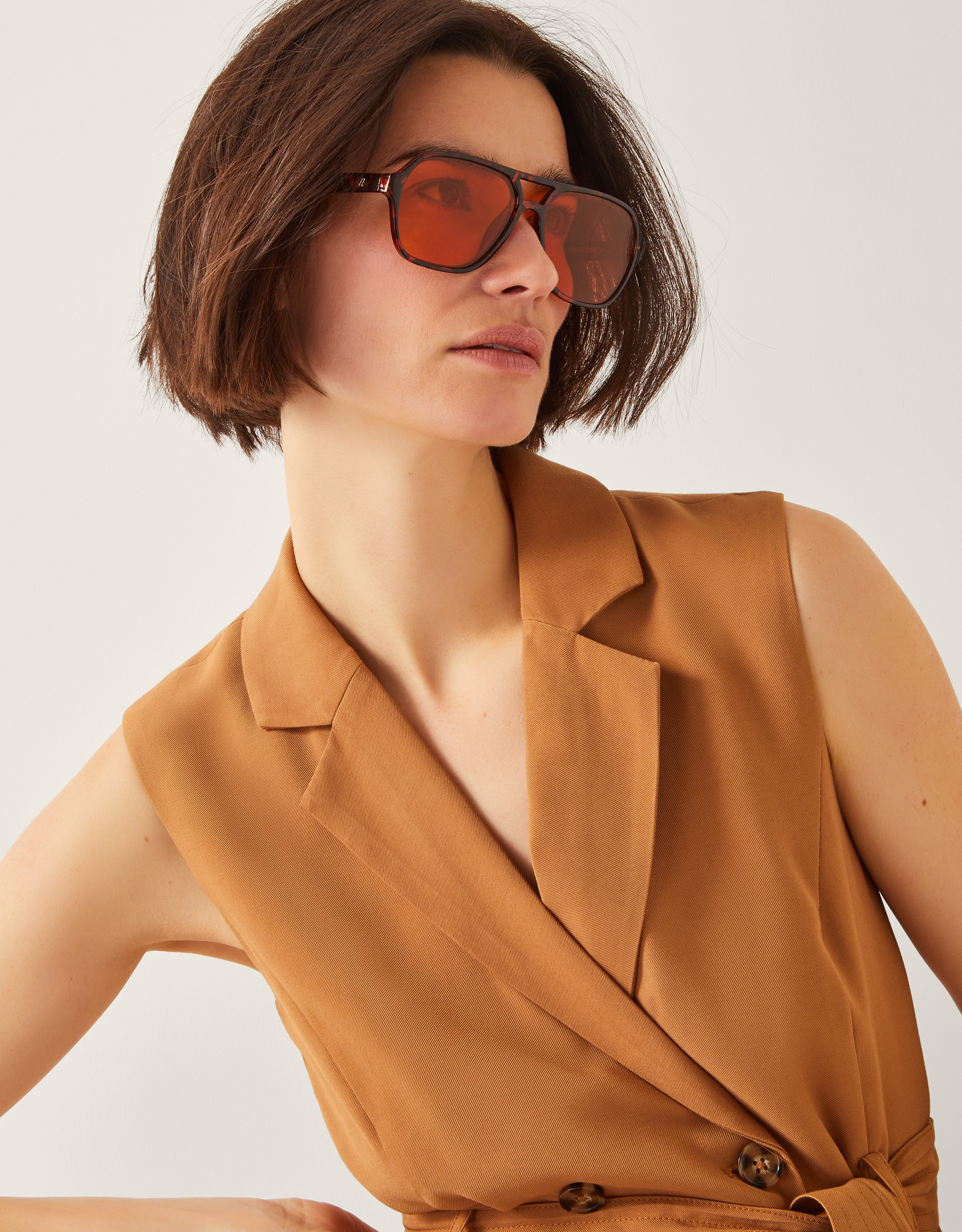 Monsoon Amber Tort Aviator Sunglasses, view 4