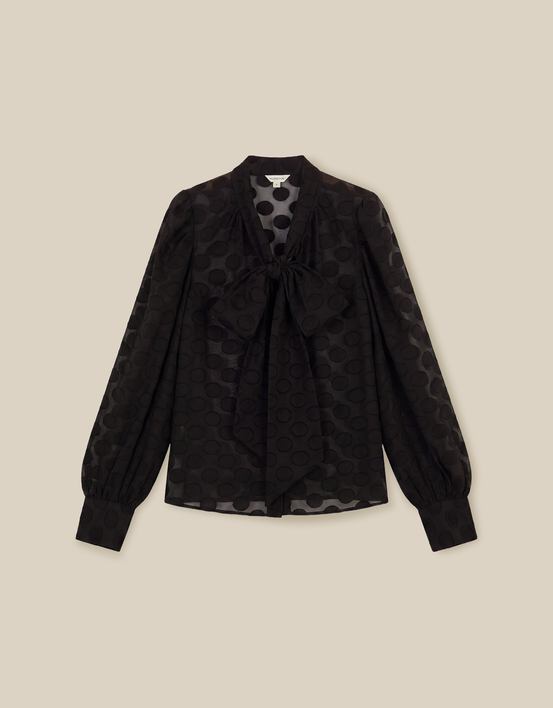 Monsoon Sylvia Sheer Polka Dot Pussybow Blouse, view 5