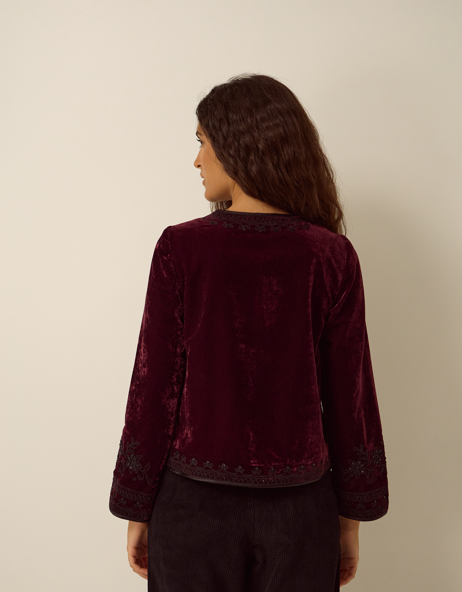 Monsoon Mila Embellished Velvet Jacket, view 3
