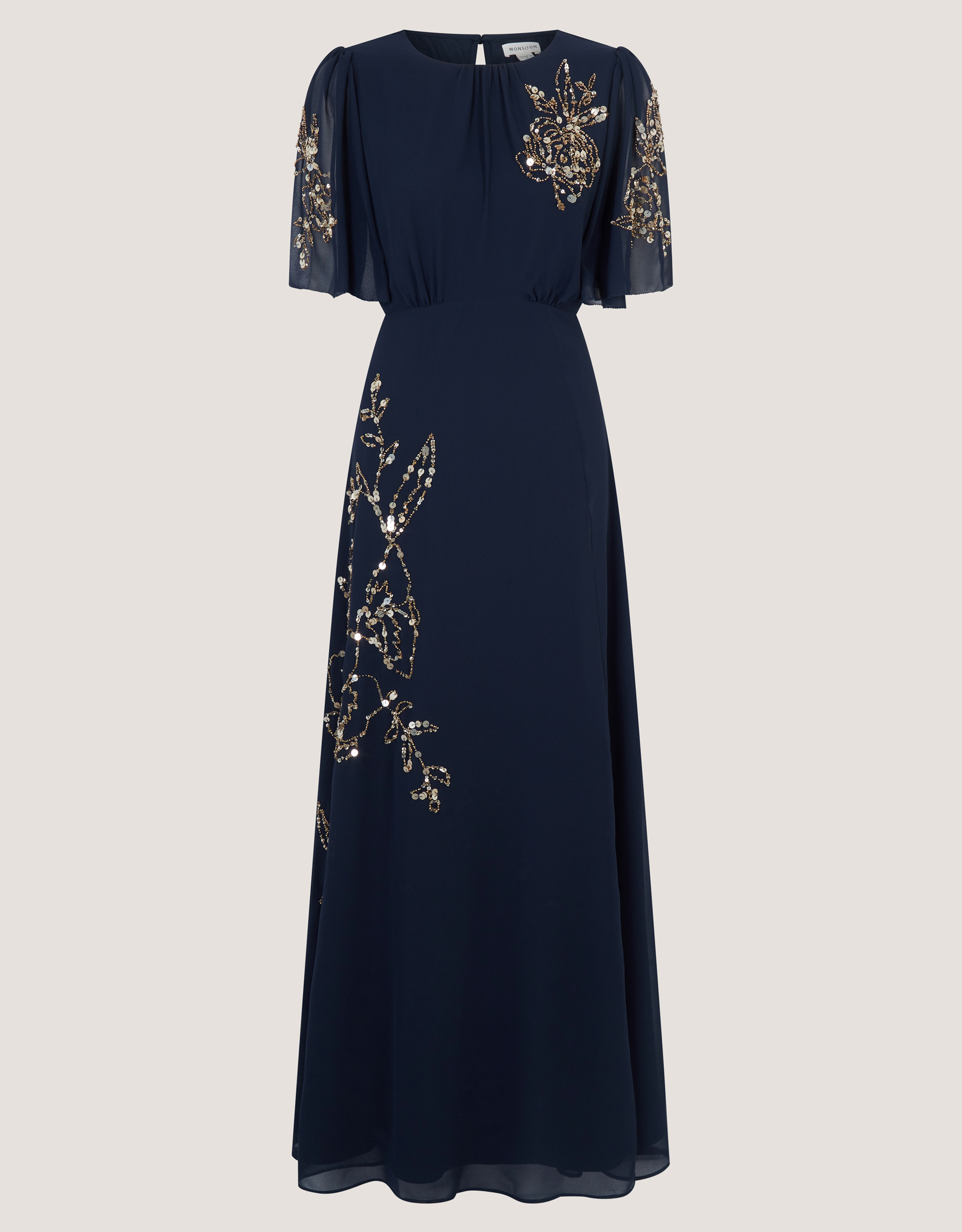 Monsoon Skyler Floral Embellished Maxi Dress in Blue, view 5