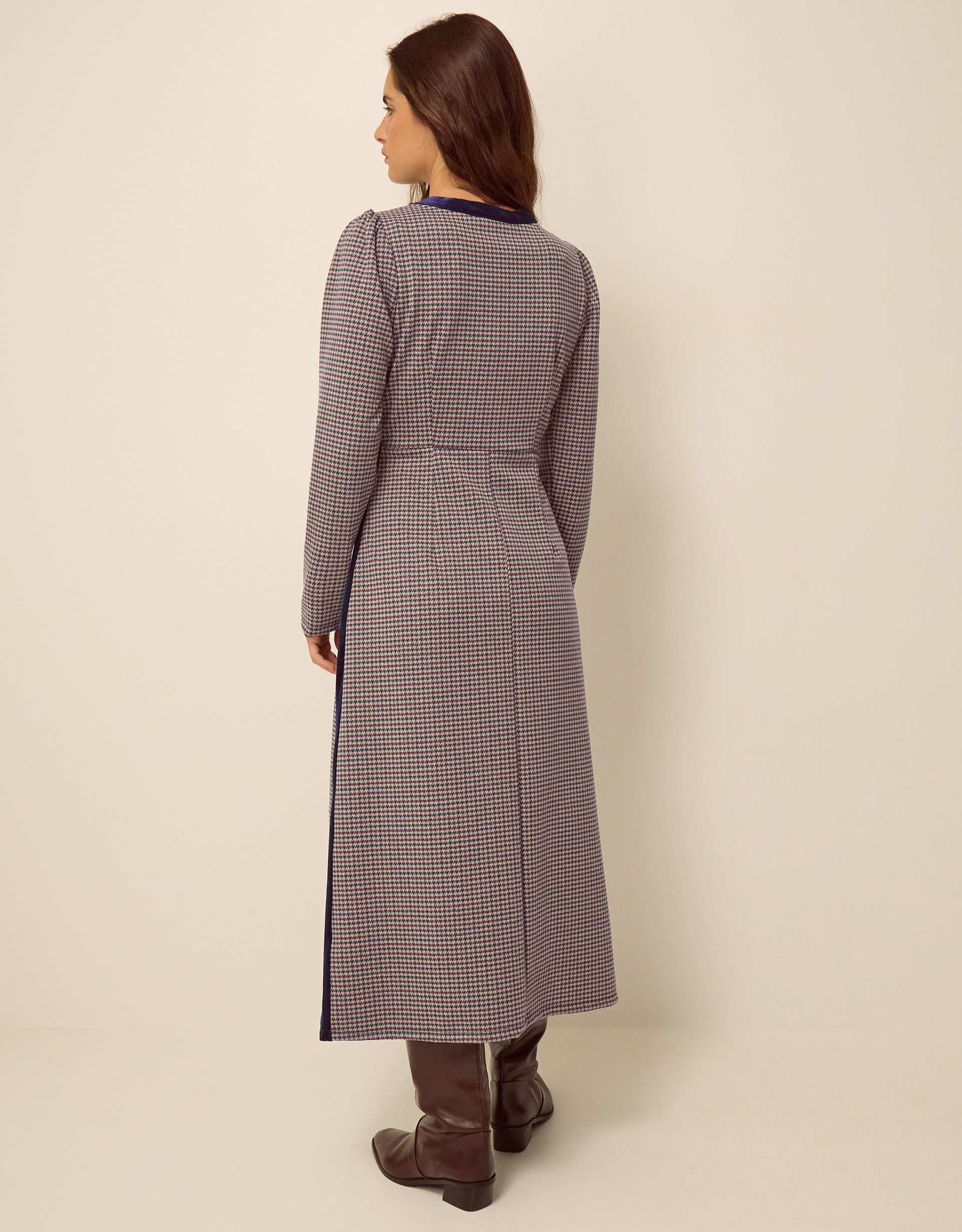 Monsoon Claude Houndstooth Jersey Midi Dress, view 3