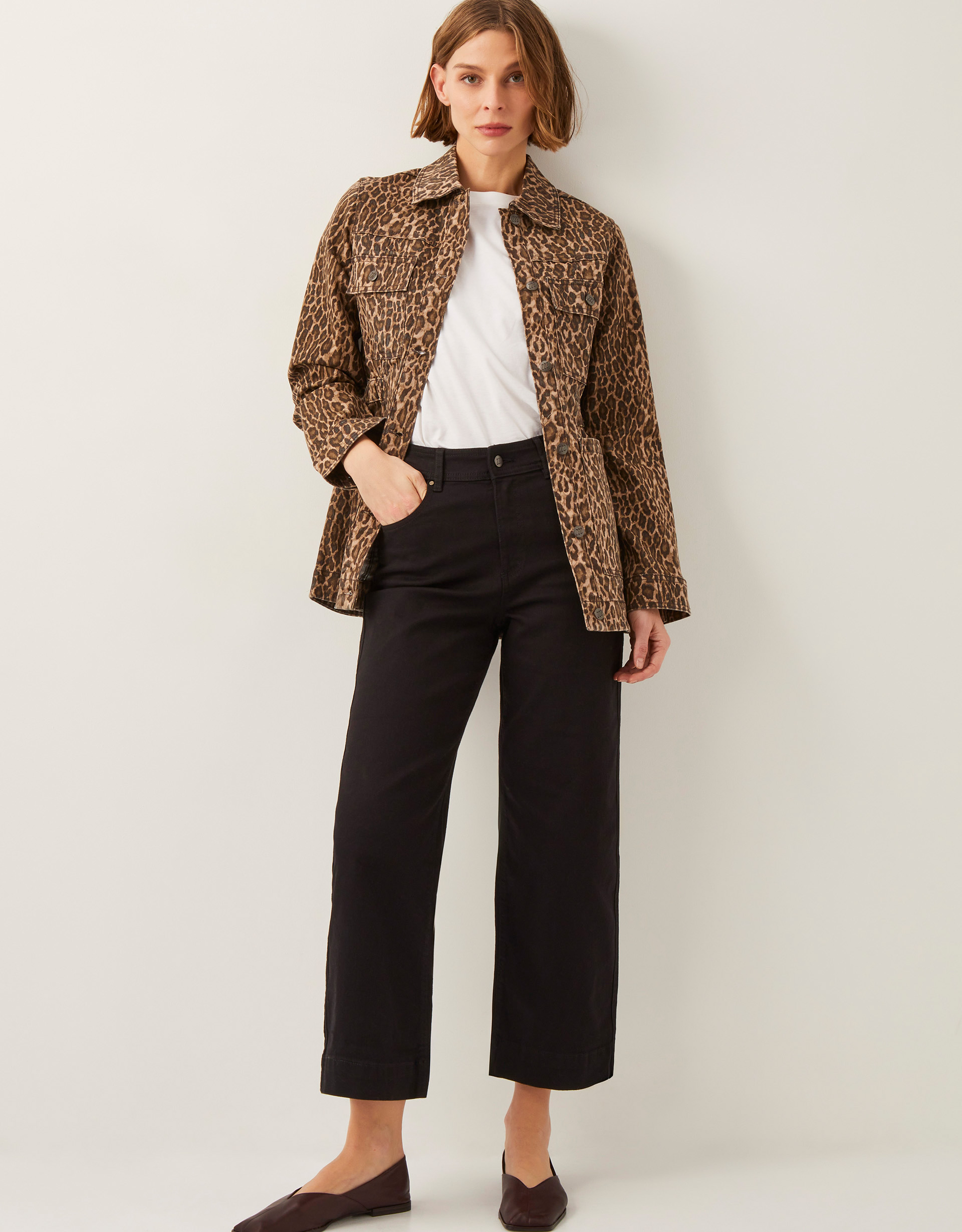 Monsoon Hallie Regular Crop Wide Leg Jeans in Black